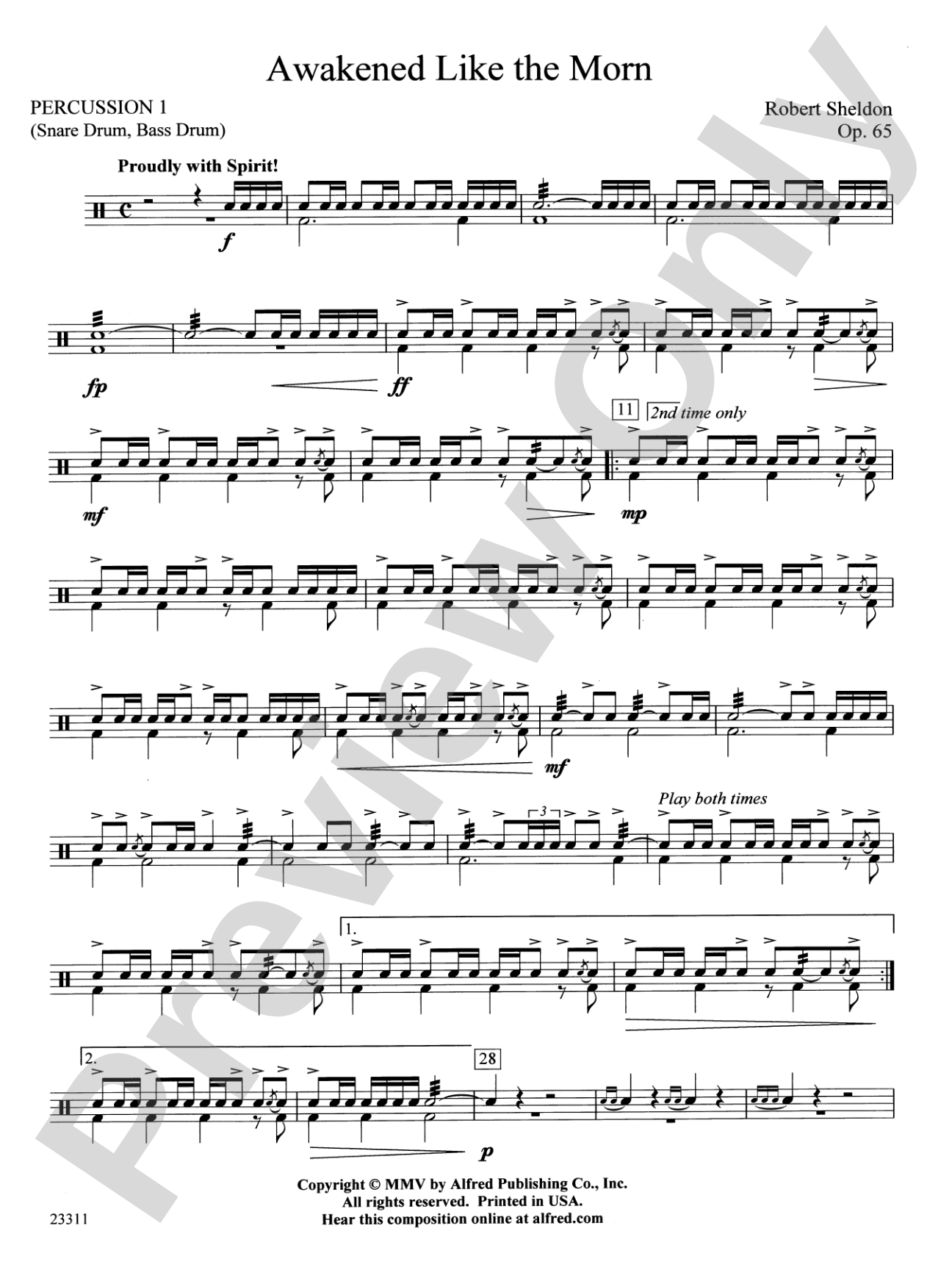 Awakened Like the Morn: 1st Percussion