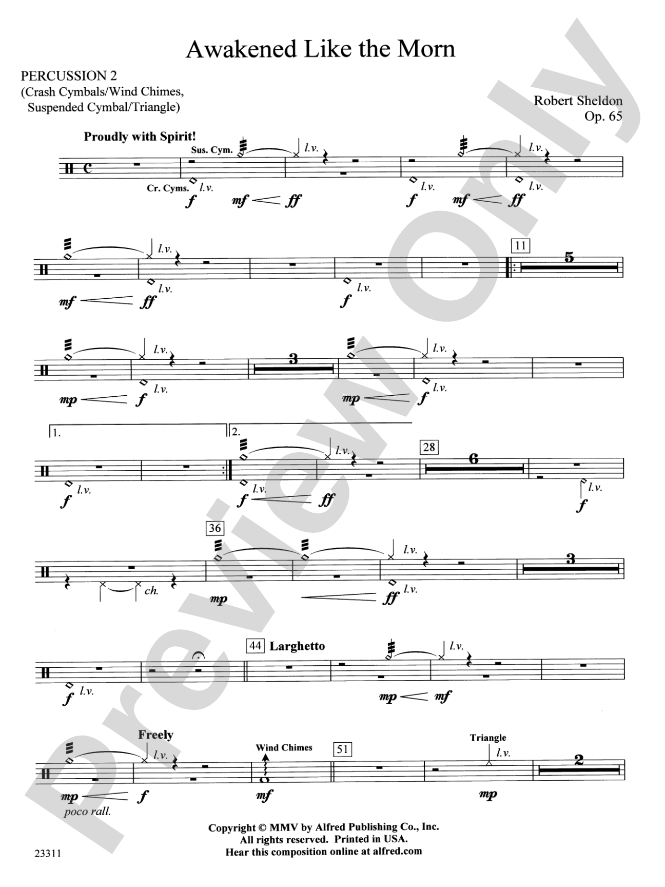 Awakened Like the Morn: 2nd Percussion
