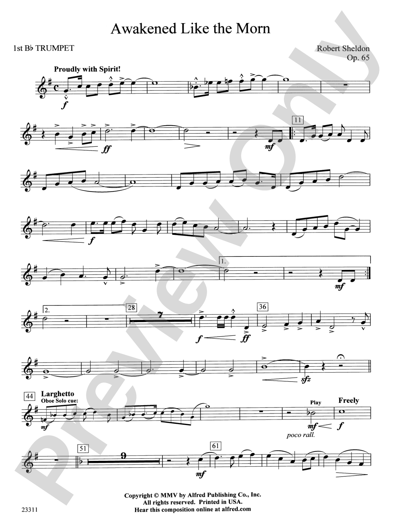Awakened Like the Morn: 1st B-flat Trumpet