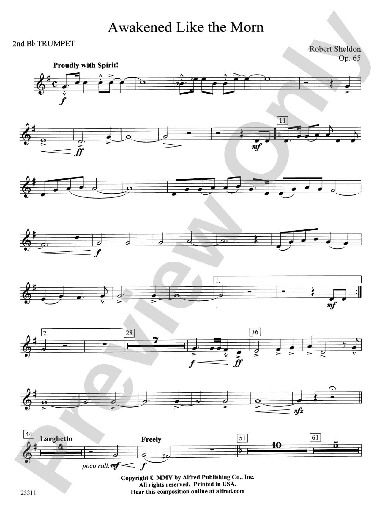 Awakened Like the Morn: 2nd B-flat Trumpet
