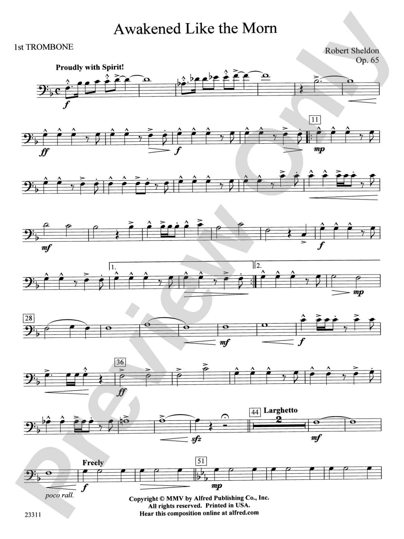 Awakened Like the Morn: 1st Trombone