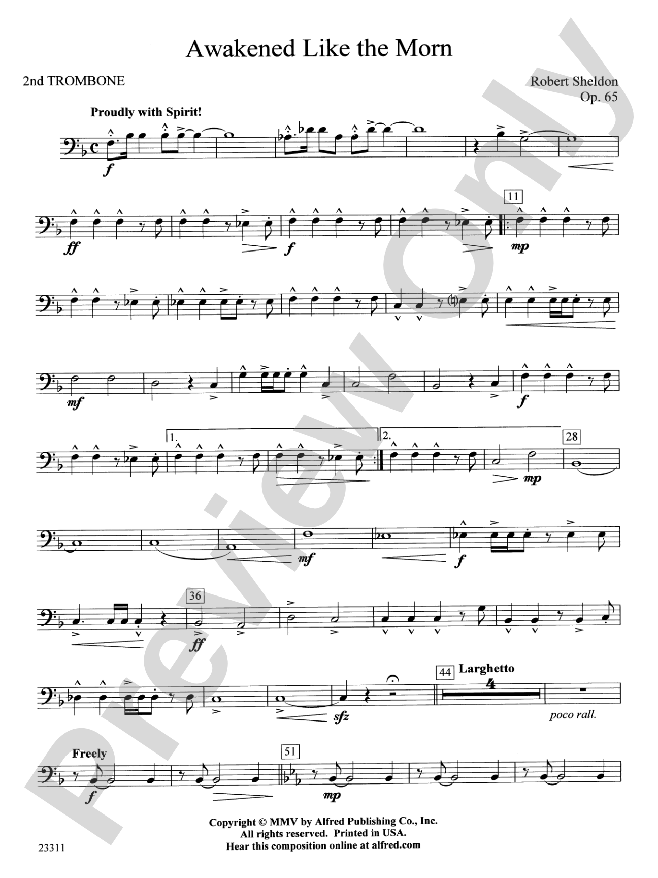 Awakened Like the Morn: 2nd Trombone