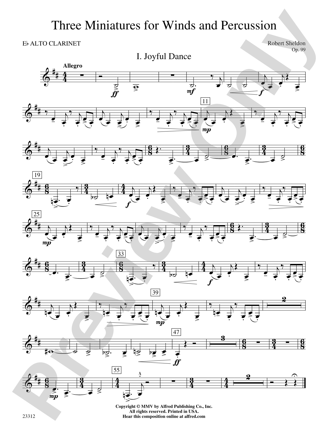 Three Miniatures for Winds and Percussion: E-flat Alto Clarinet