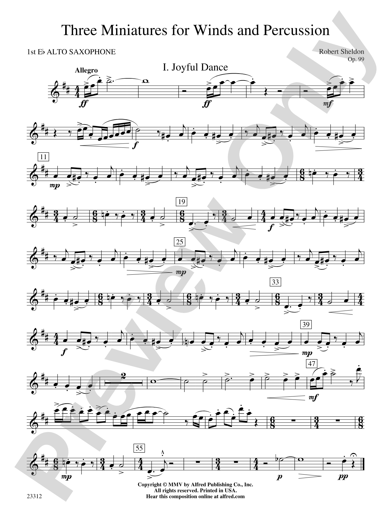 Three Miniatures for Winds and Percussion: E-flat Alto Saxophone