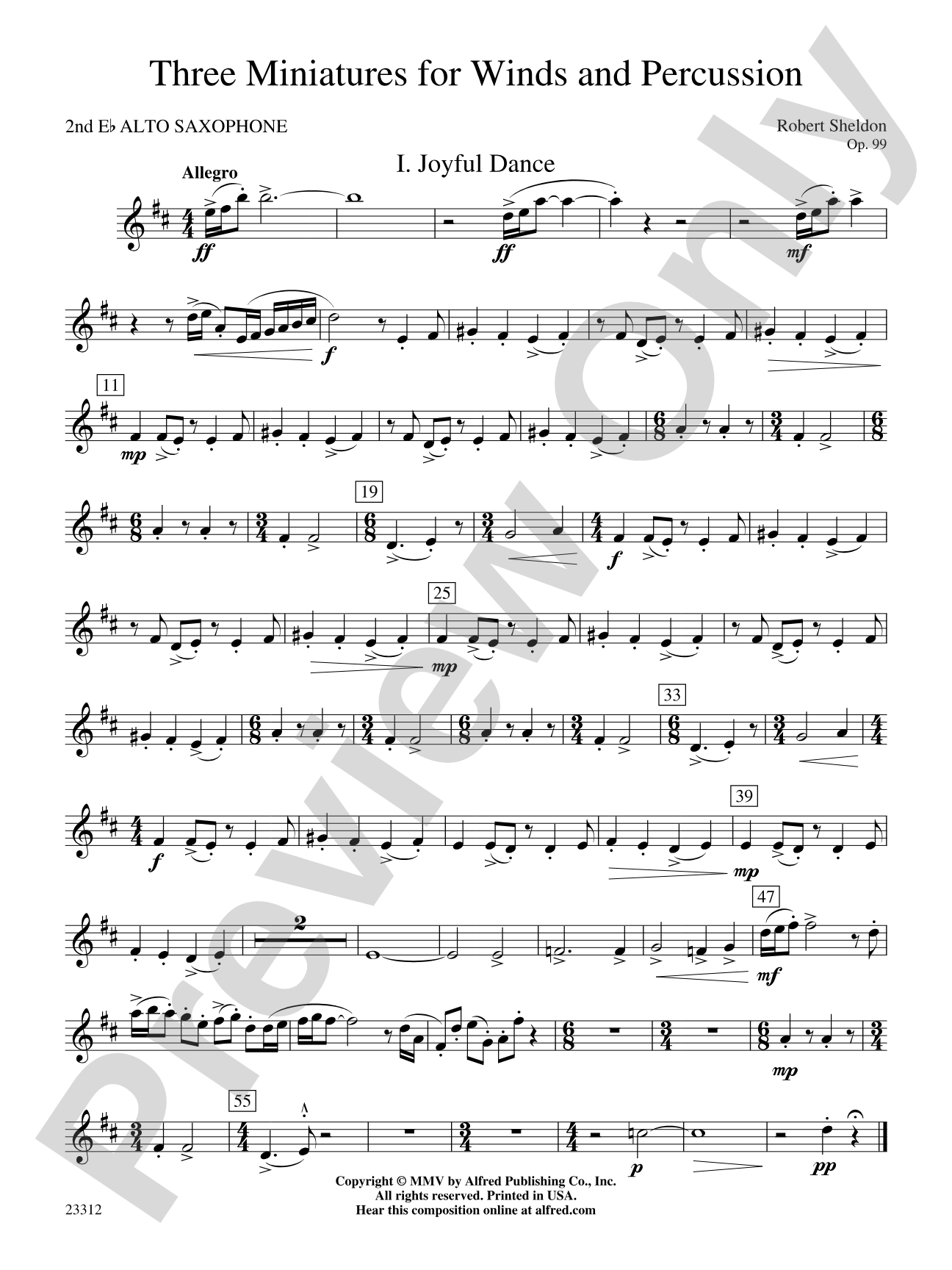 Three Miniatures for Winds and Percussion: 2nd E-flat Alto Saxophone