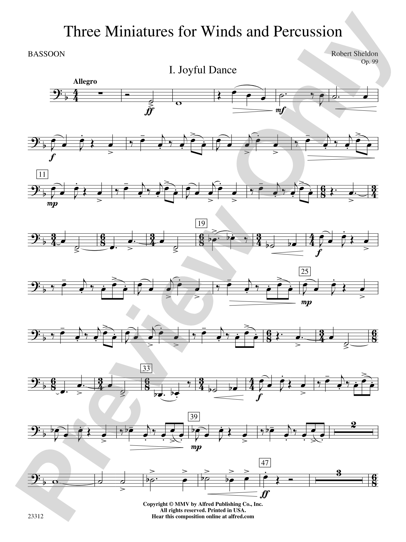 Three Miniatures for Winds and Percussion: Bassoon