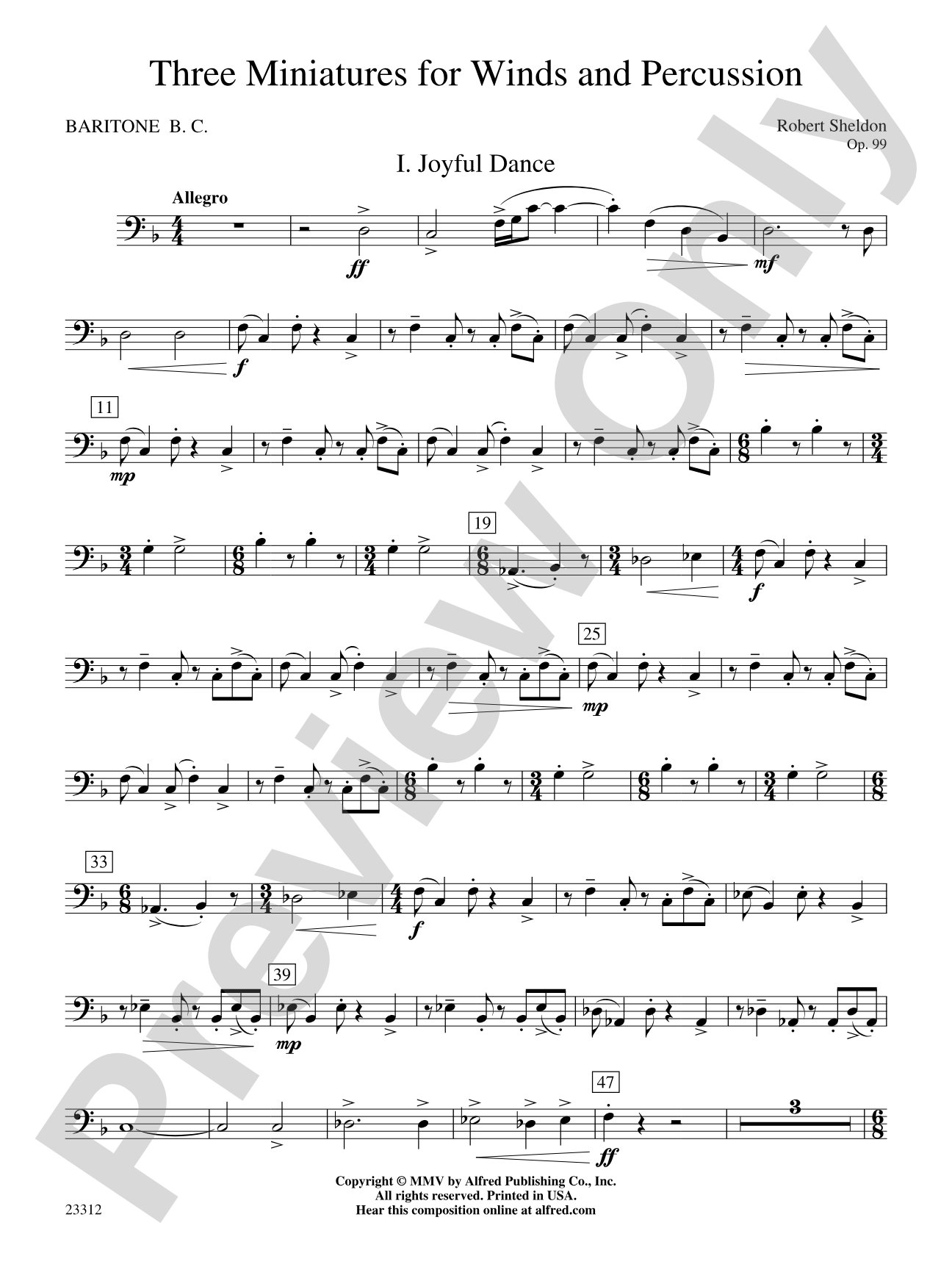 Three Miniatures for Winds and Percussion: Baritone B.C.