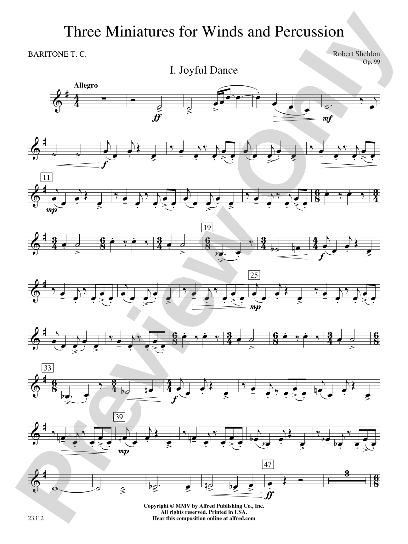 Three Miniatures for Winds and Percussion: Baritone T.C.