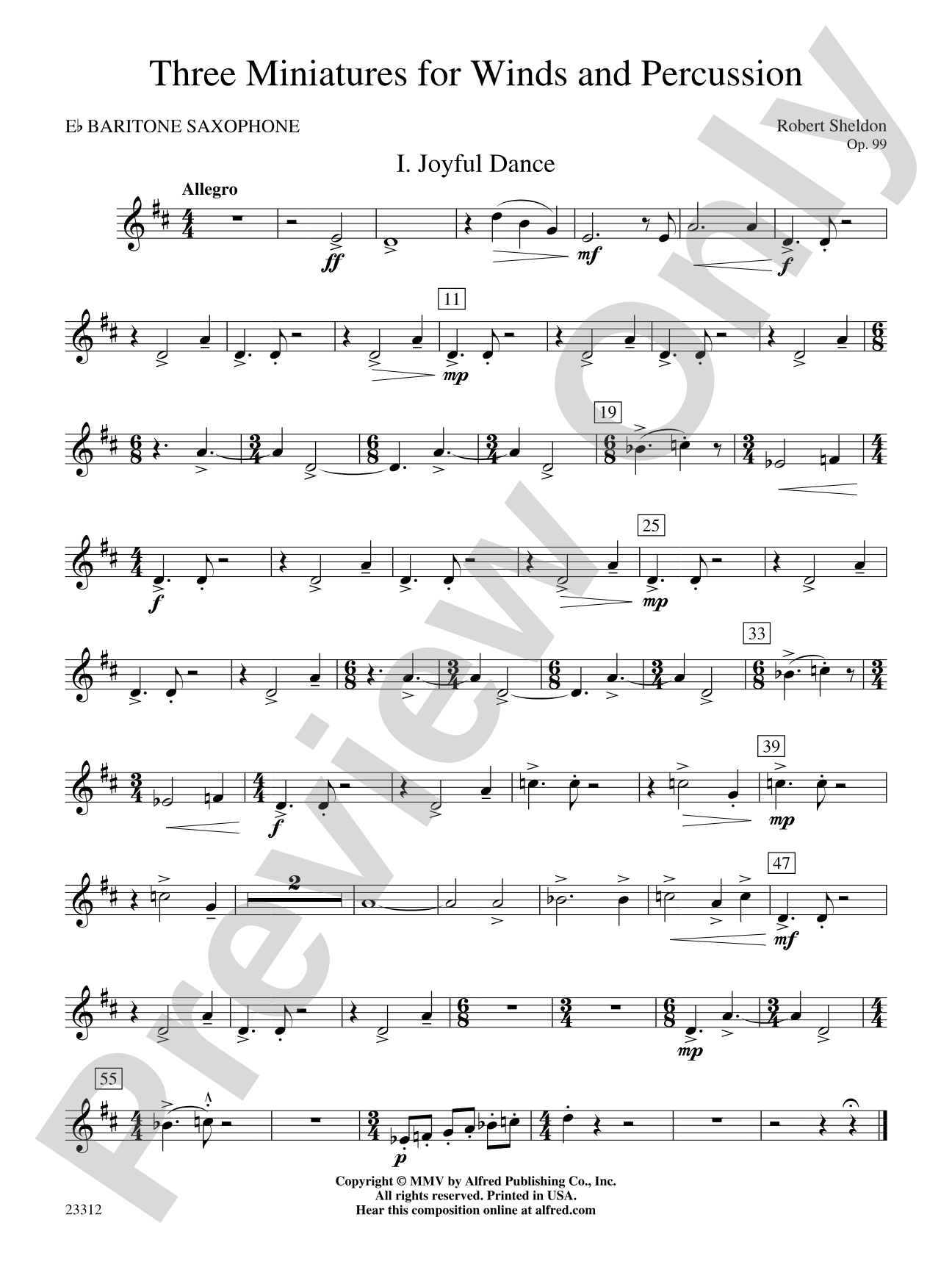 Three Miniatures for Winds and Percussion: E-flat Baritone Saxophone