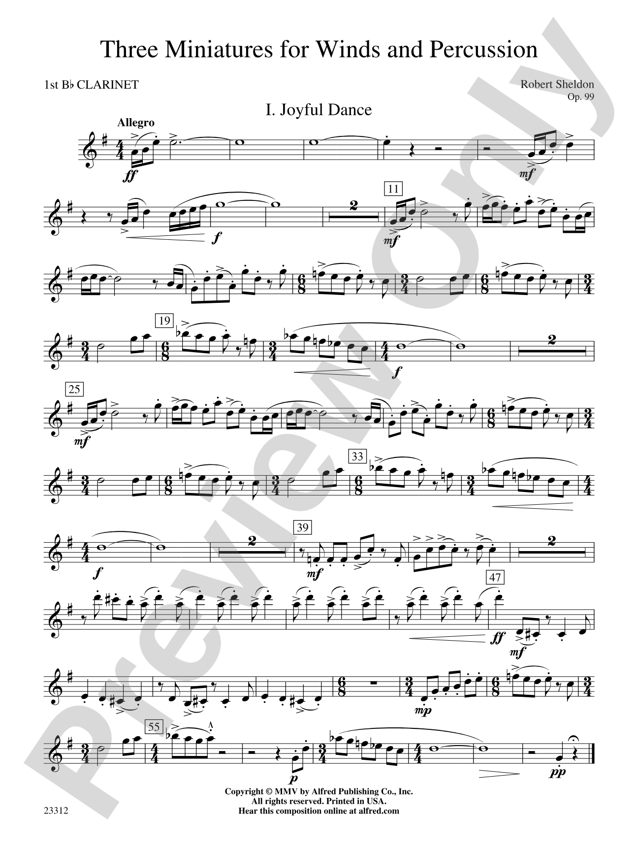 Three Miniatures for Winds and Percussion: 1st B-flat Clarinet