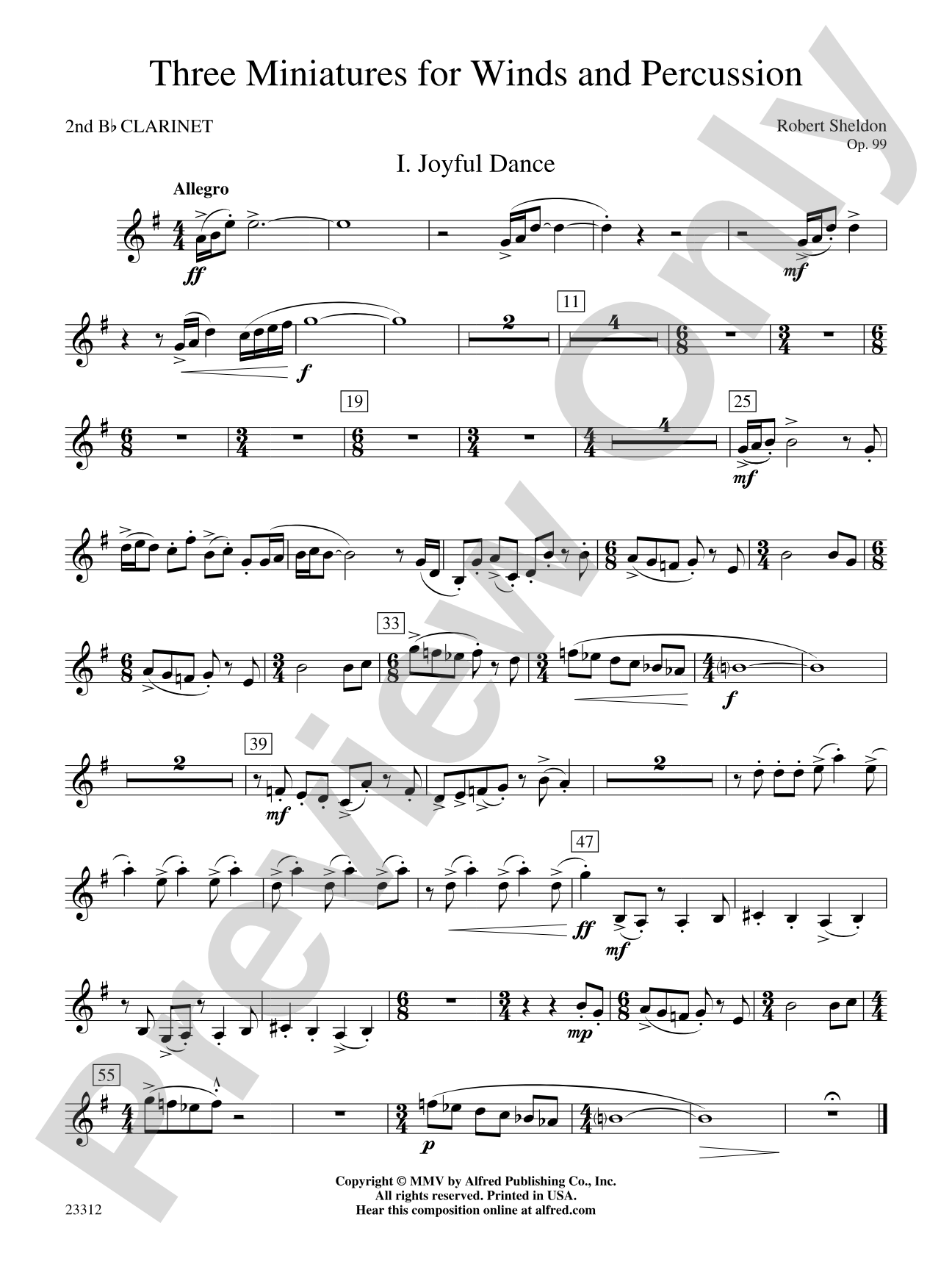 Three Miniatures for Winds and Percussion: 2nd B-flat Clarinet