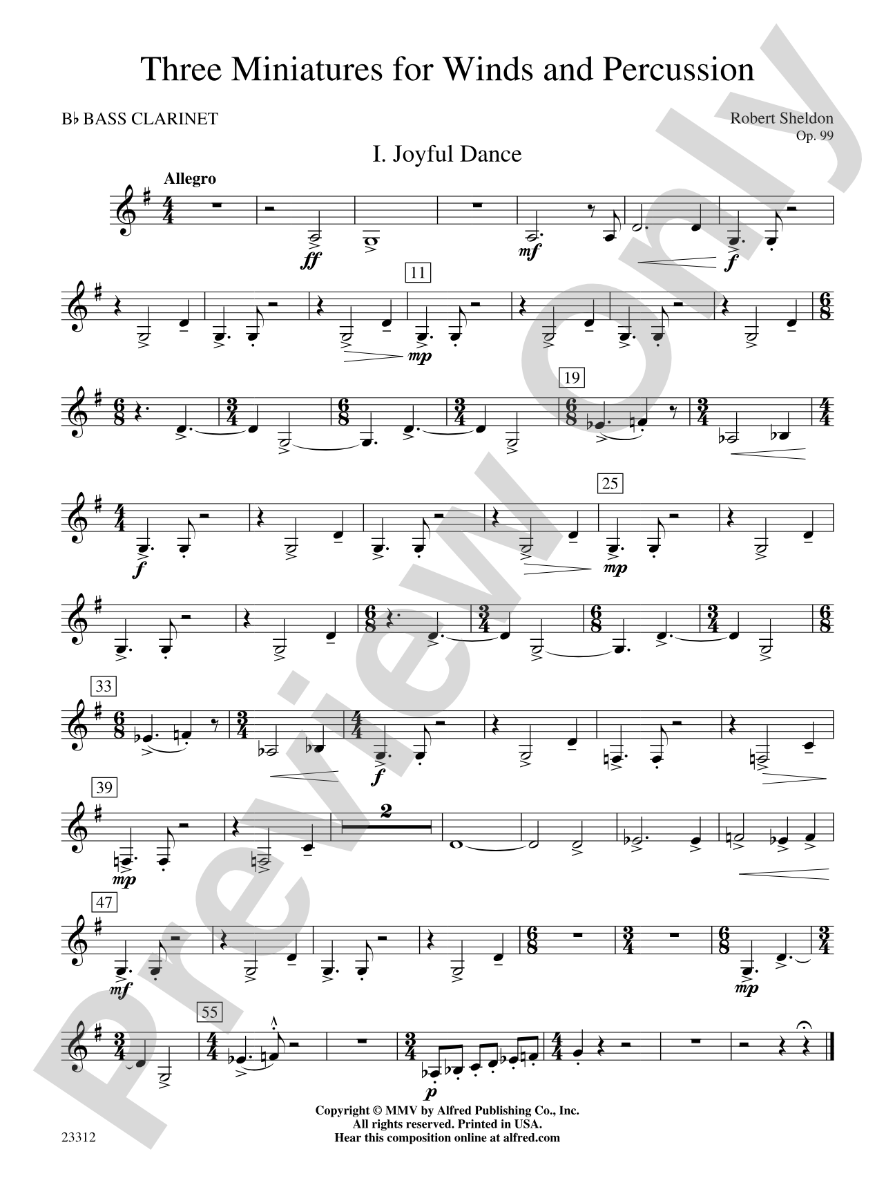 Three Miniatures for Winds and Percussion: B-flat Bass Clarinet