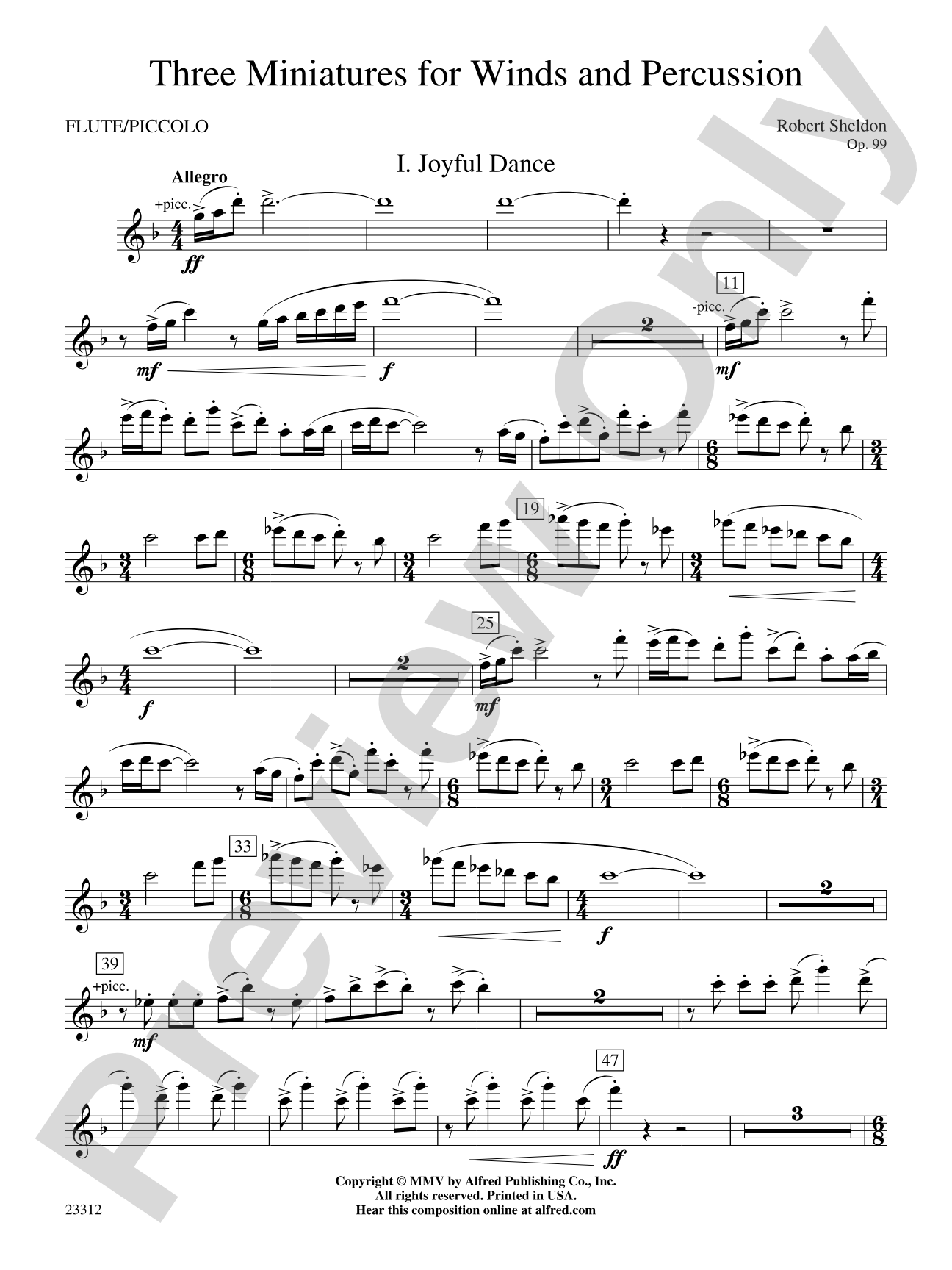 Three Miniatures for Winds and Percussion: Flute