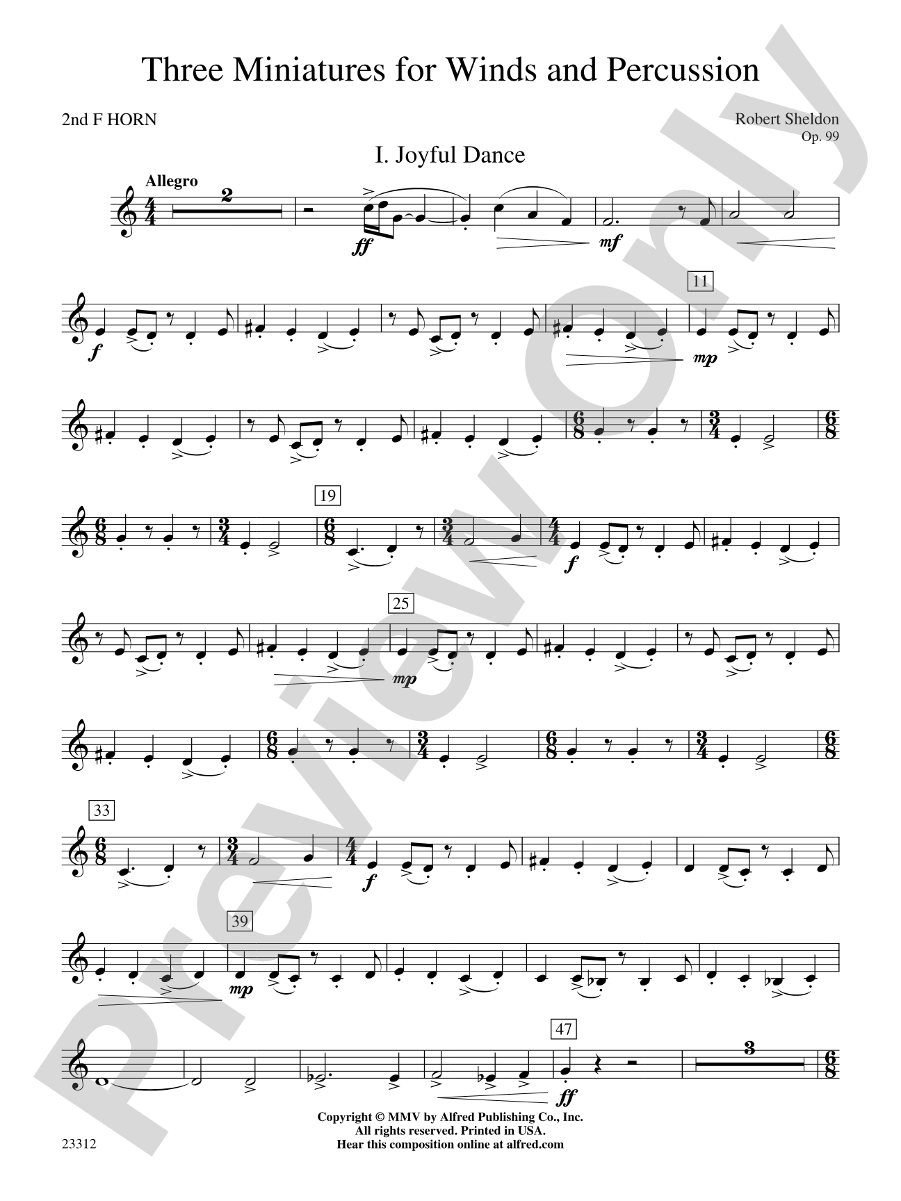 Three Miniatures for Winds and Percussion: 2nd F Horn