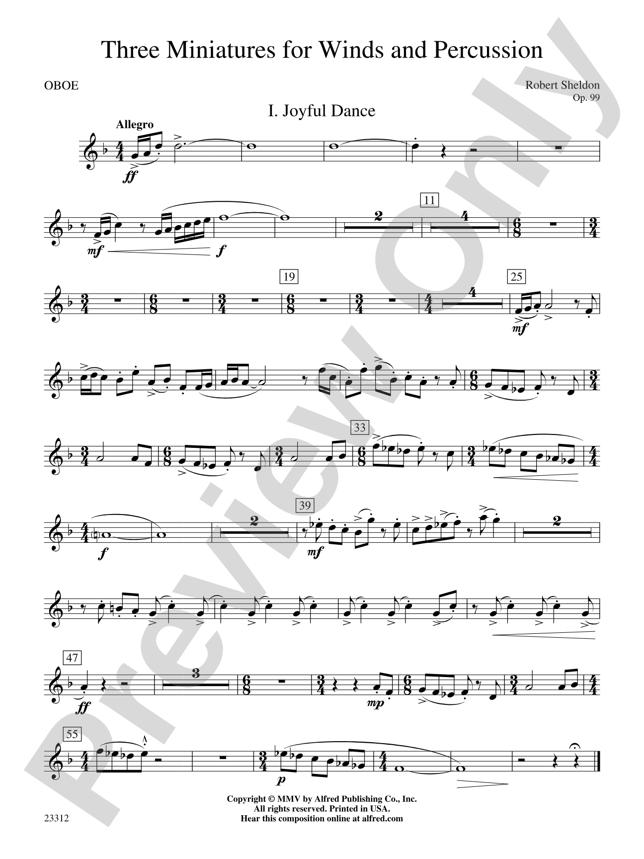 Three Miniatures for Winds and Percussion: Oboe
