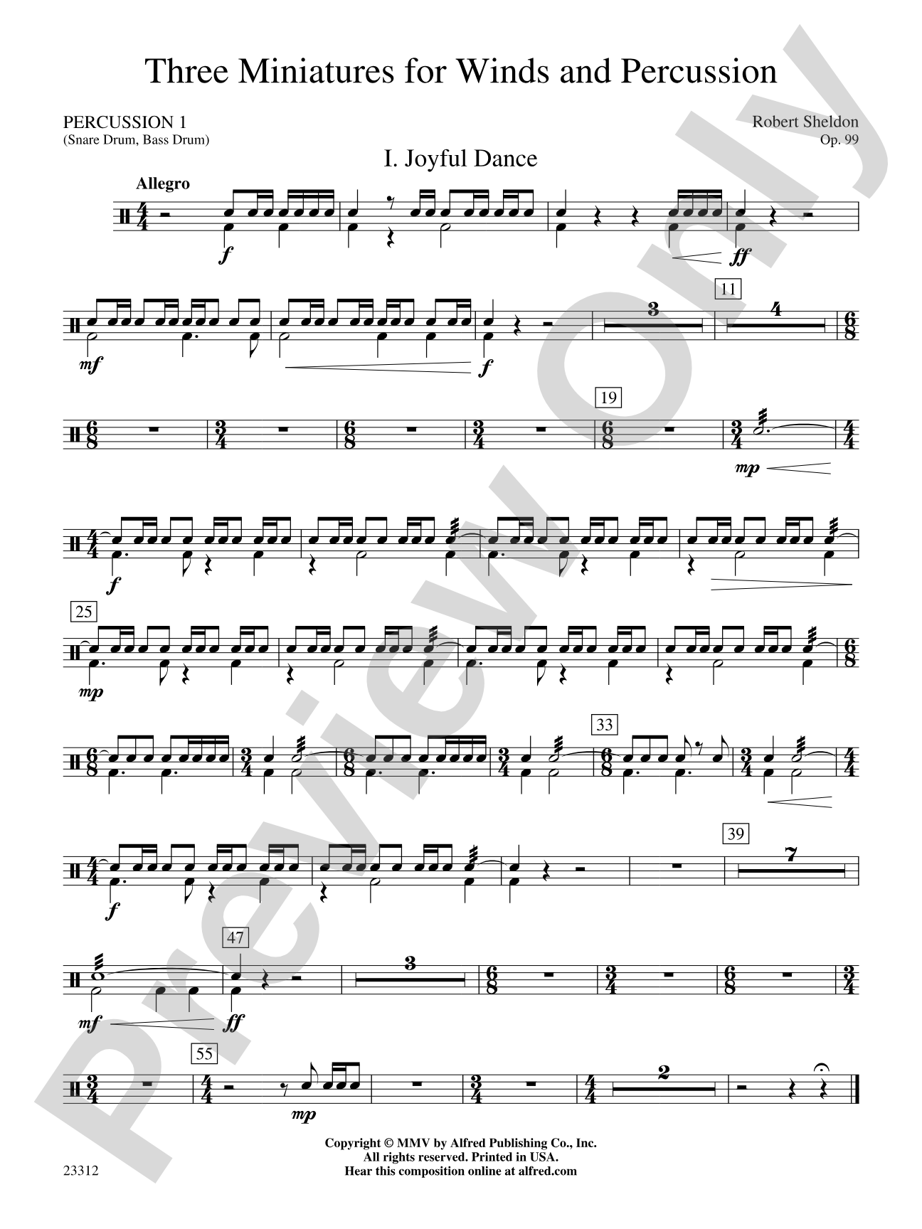 Three Miniatures for Winds and Percussion: 1st Percussion