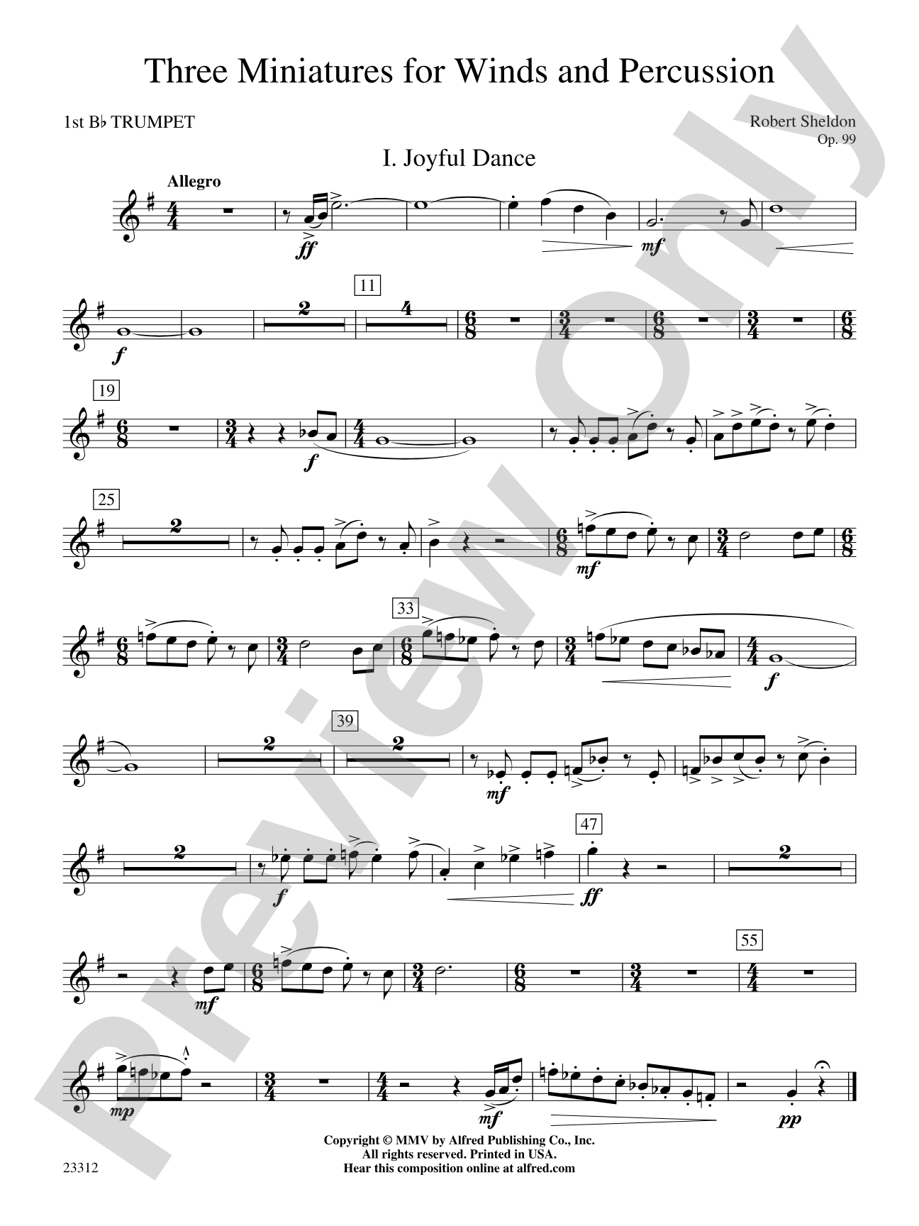 Three Miniatures for Winds and Percussion: 1st B-flat Trumpet