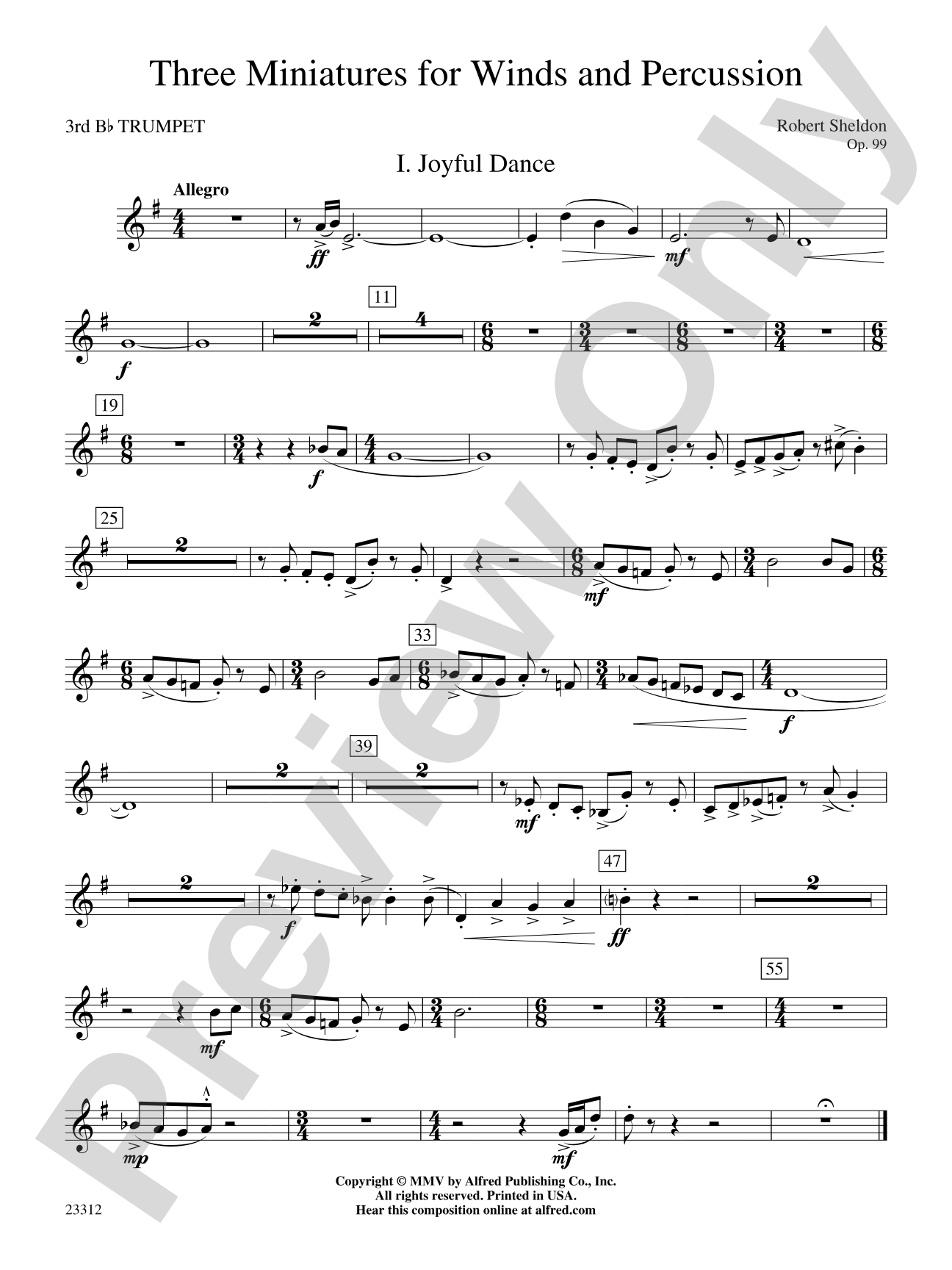 Three Miniatures for Winds and Percussion: 3rd B-flat Trumpet