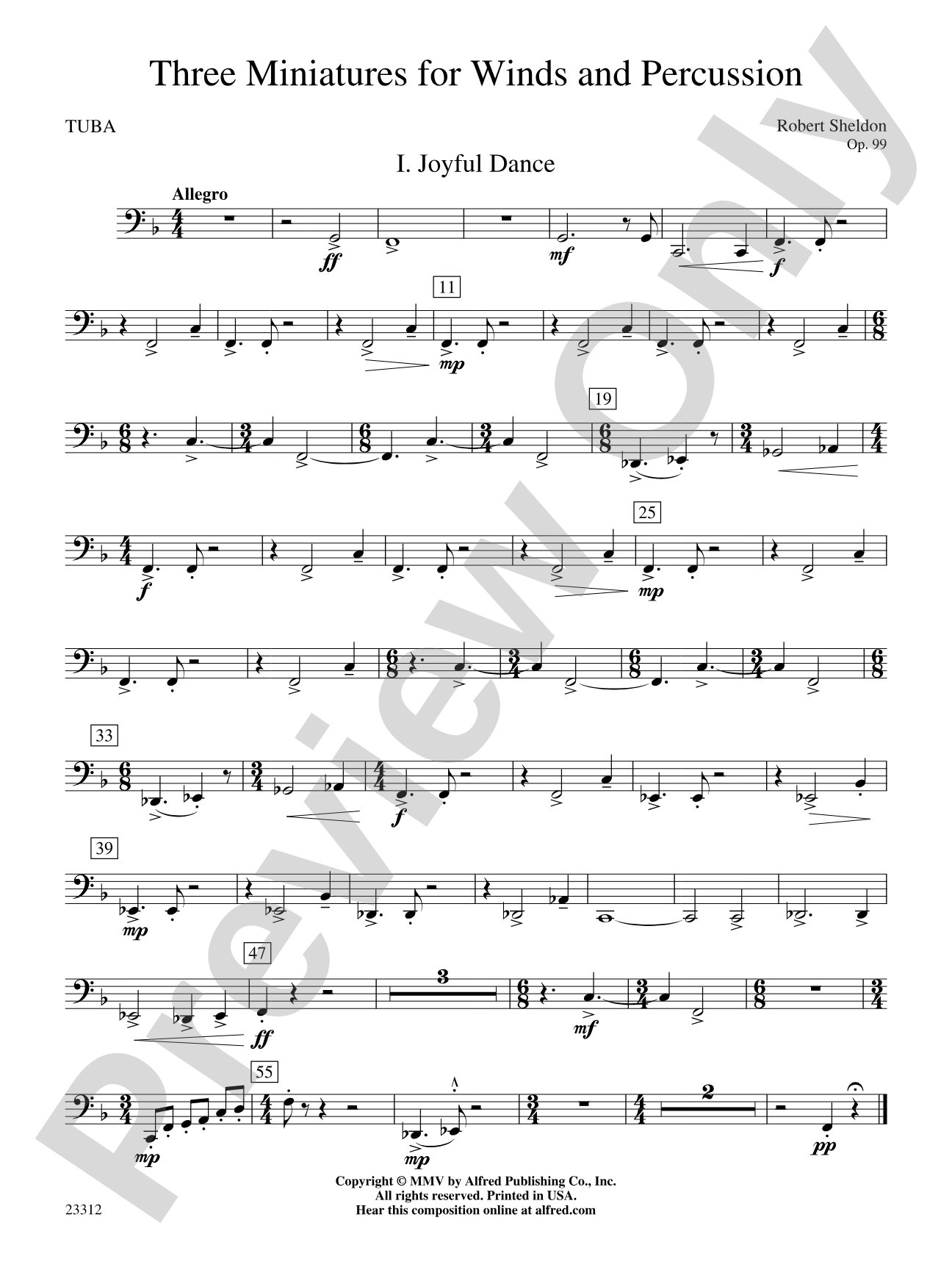 Three Miniatures for Winds and Percussion: Tuba