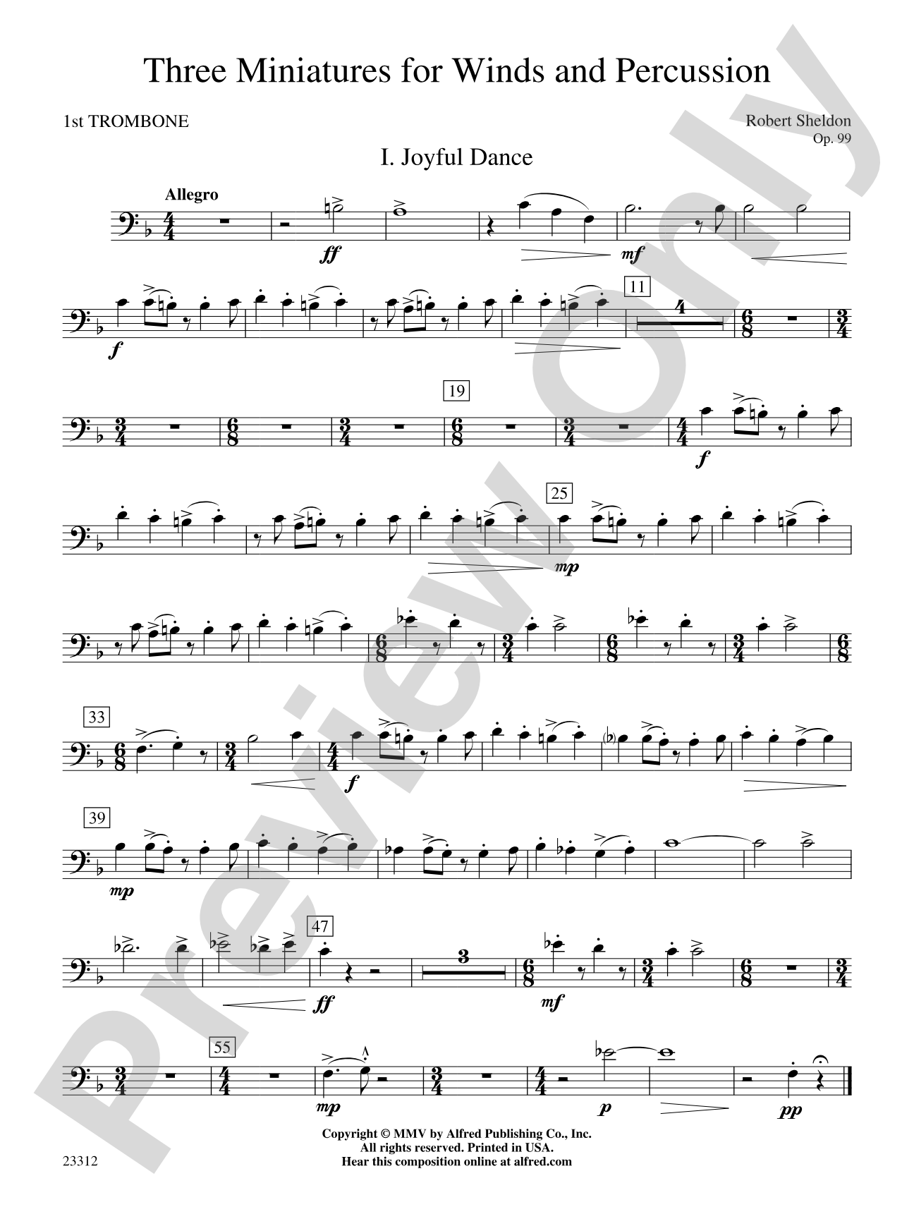 Three Miniatures for Winds and Percussion: 1st Trombone