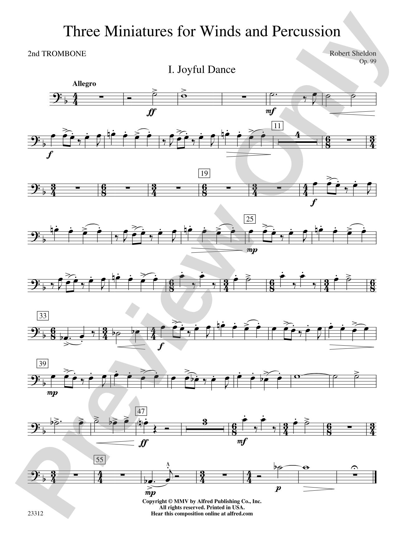 Three Miniatures for Winds and Percussion: 2nd Trombone