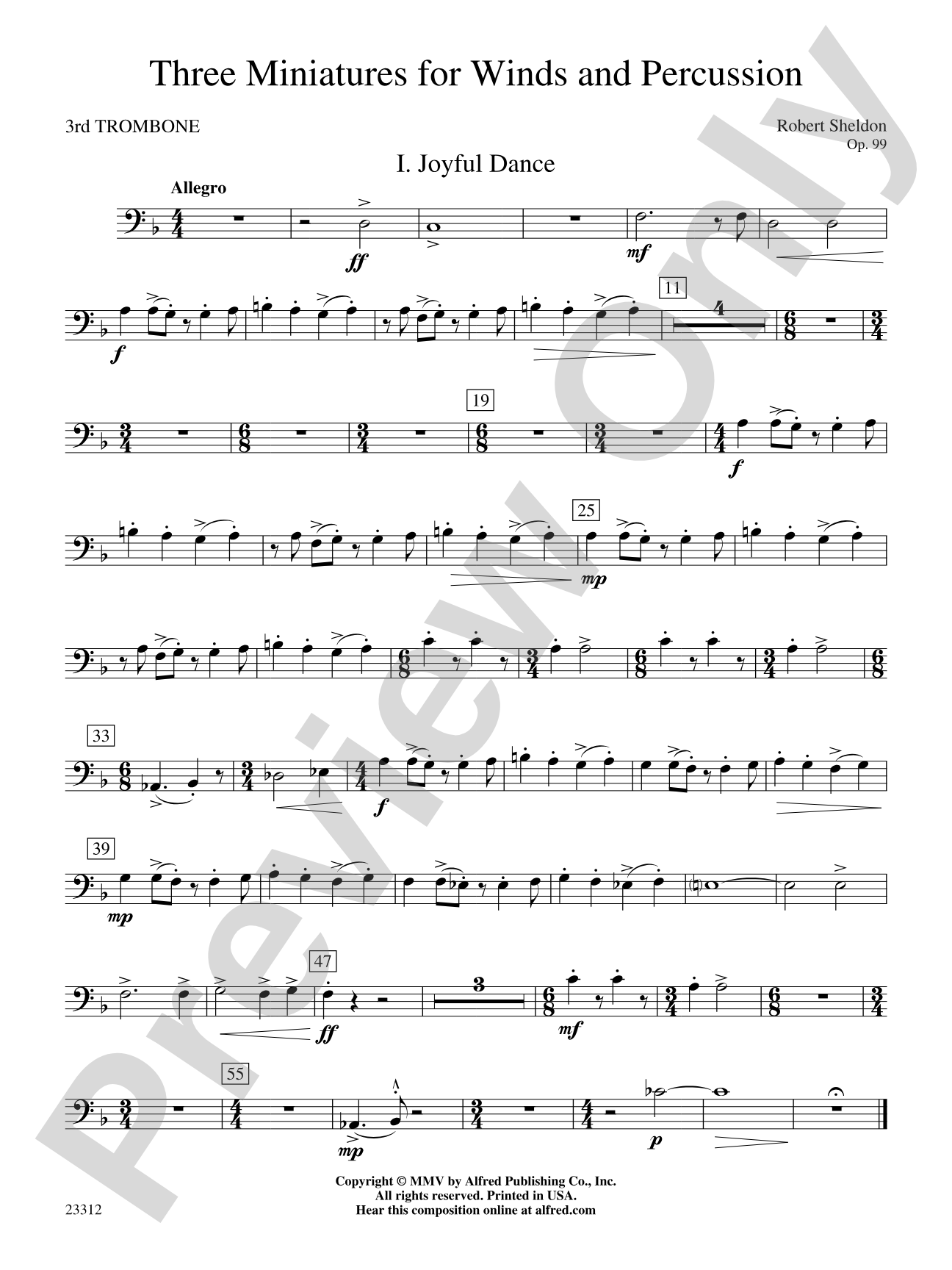Three Miniatures for Winds and Percussion: 3rd Trombone