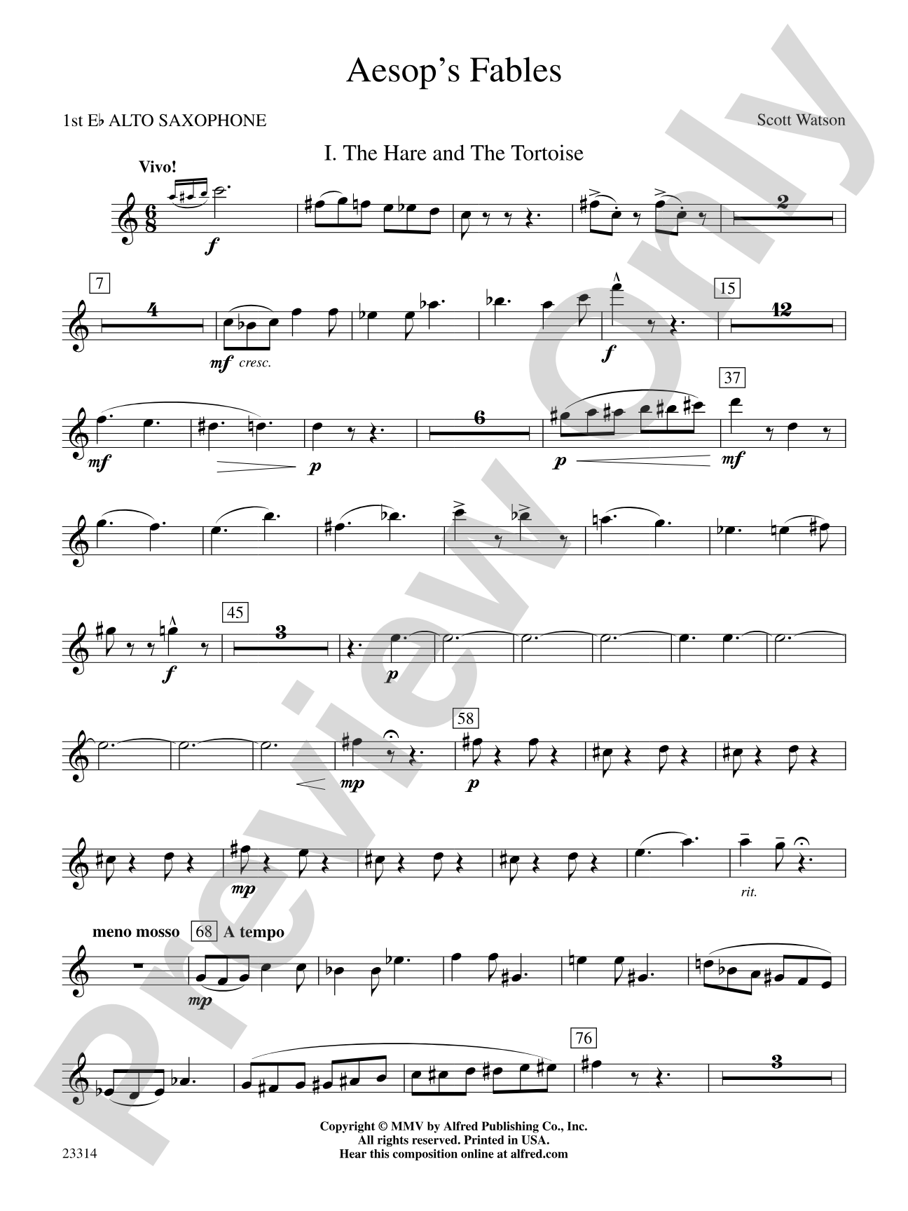 Aesop's Fables: E-flat Alto Saxophone