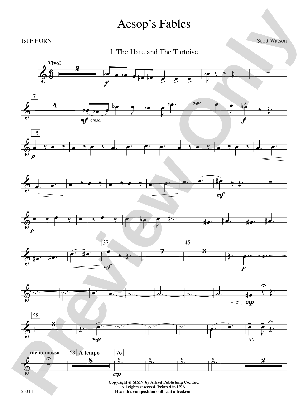Aesop's Fables: 1st F Horn