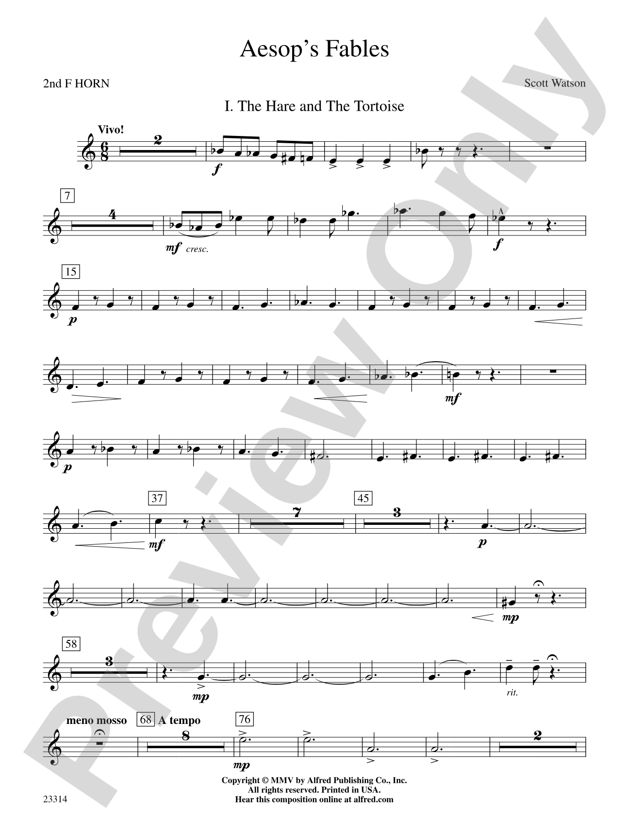 Aesop's Fables: 2nd F Horn