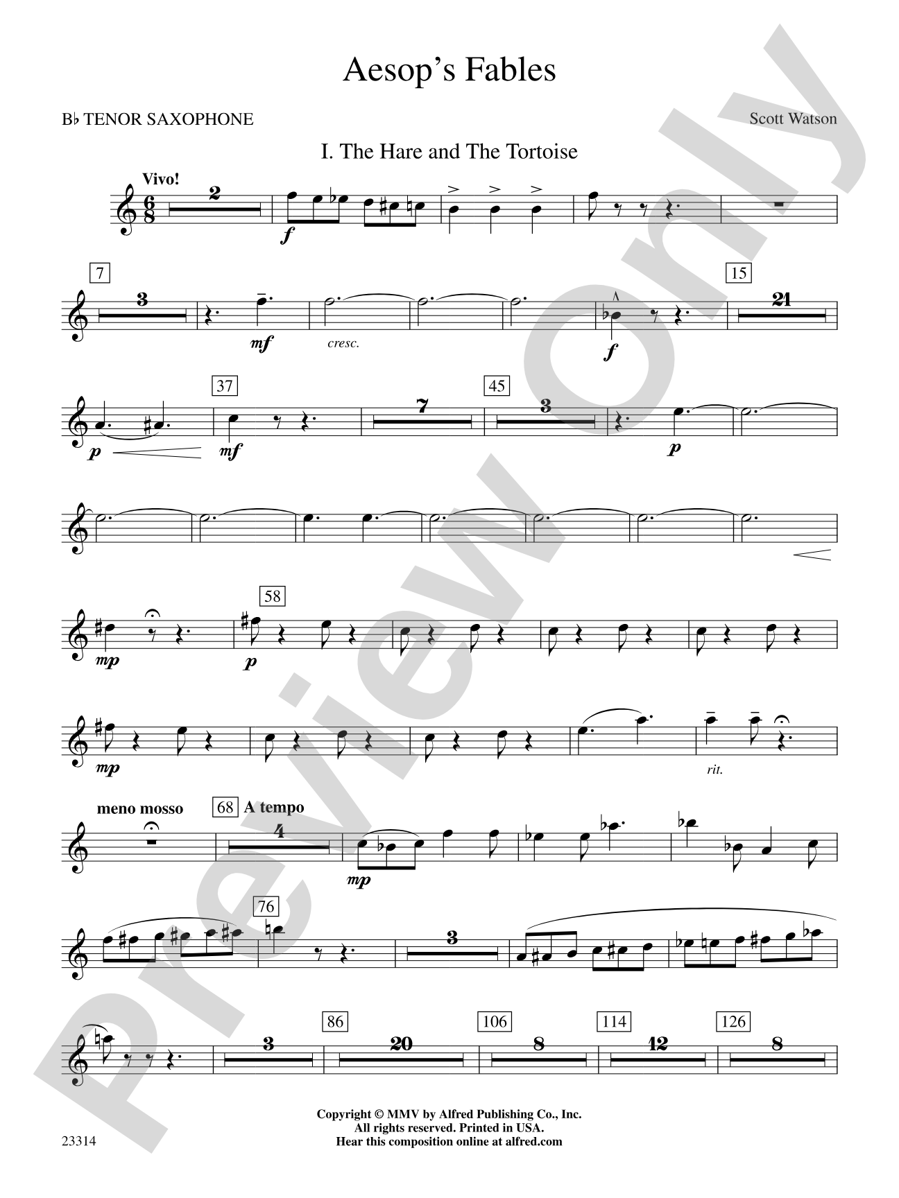 Aesop's Fables: B-flat Tenor Saxophone