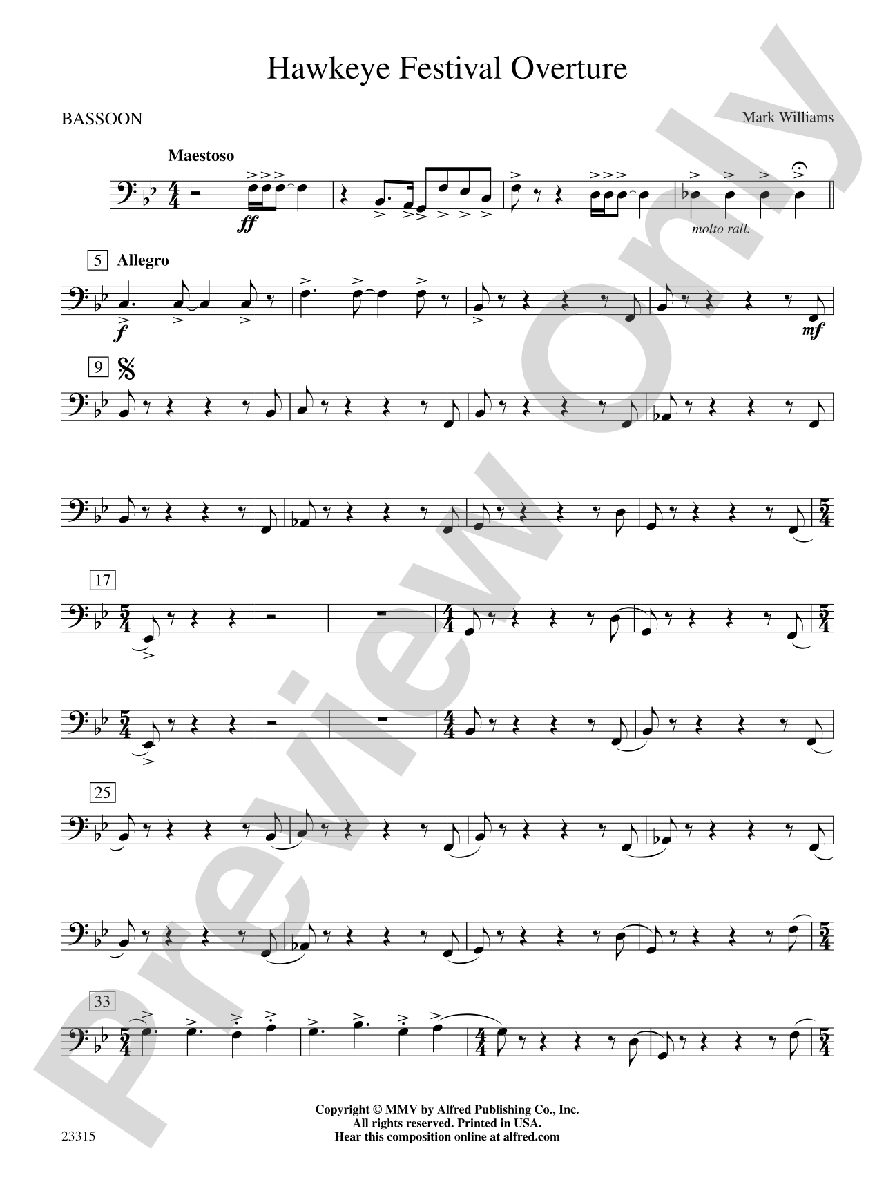 Hawkeye Festival Overture: Bassoon