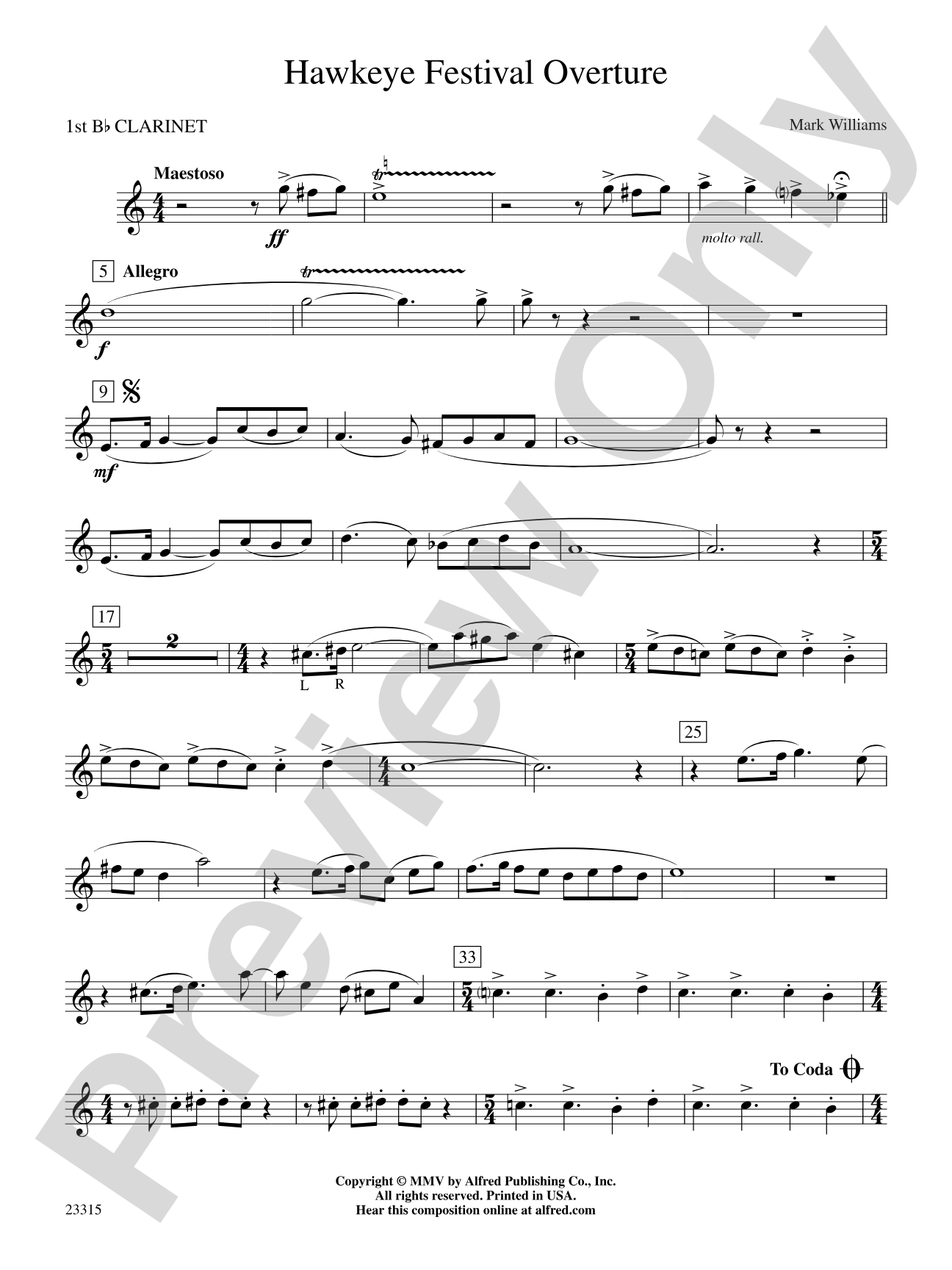 Hawkeye Festival Overture: 1st B-flat Clarinet
