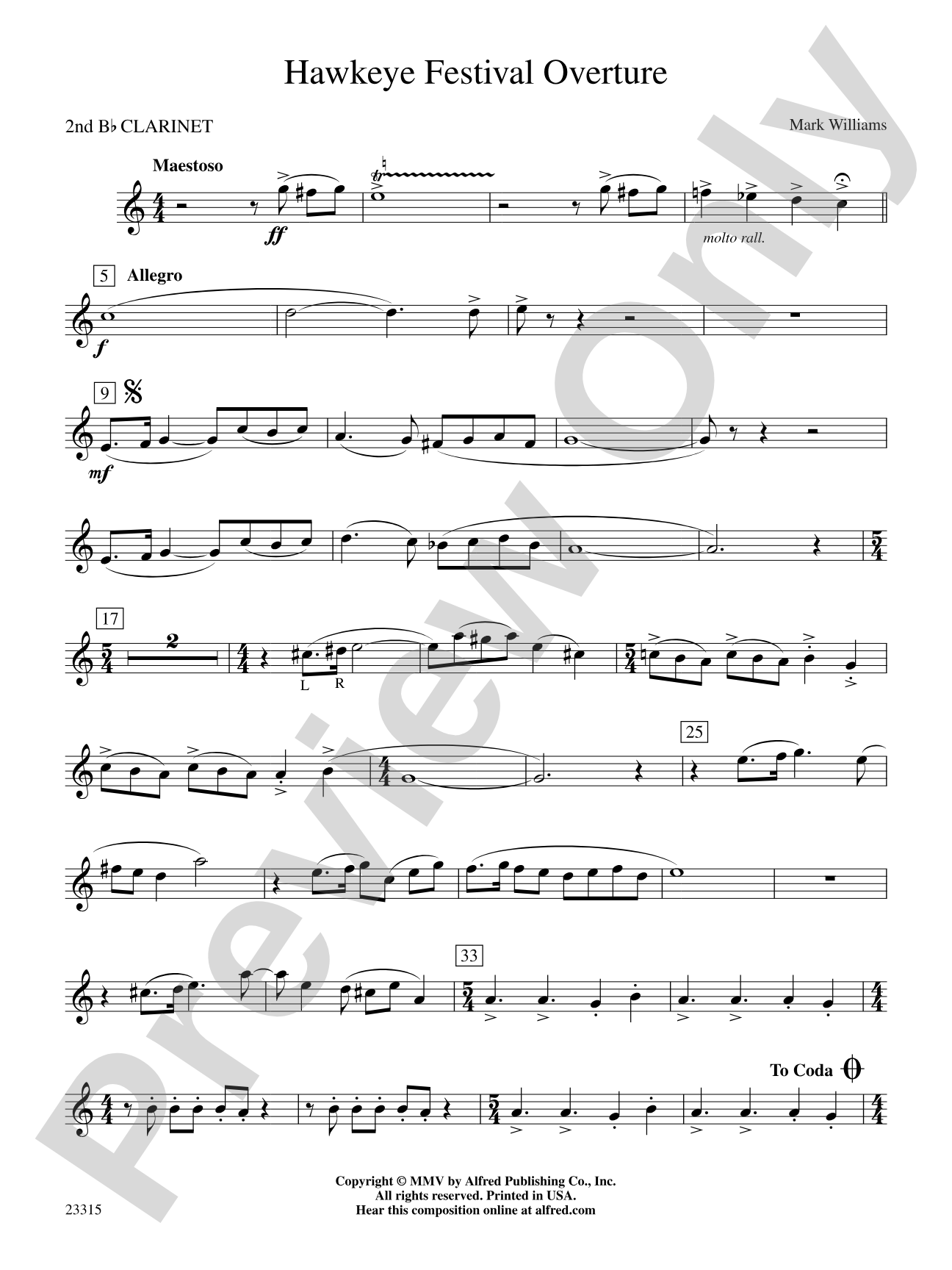 Hawkeye Festival Overture: 2nd B-flat Clarinet