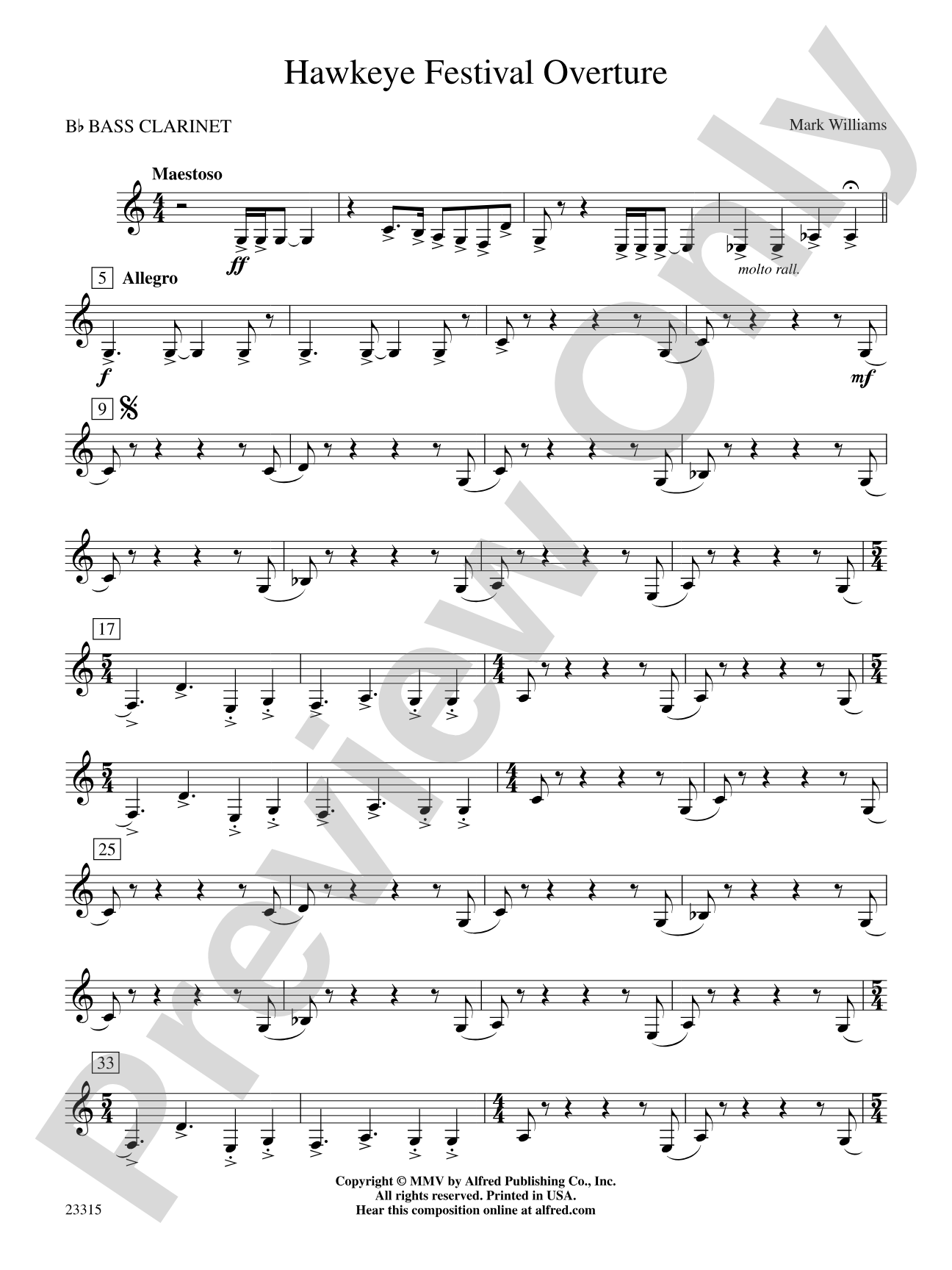 Hawkeye Festival Overture: B-flat Bass Clarinet