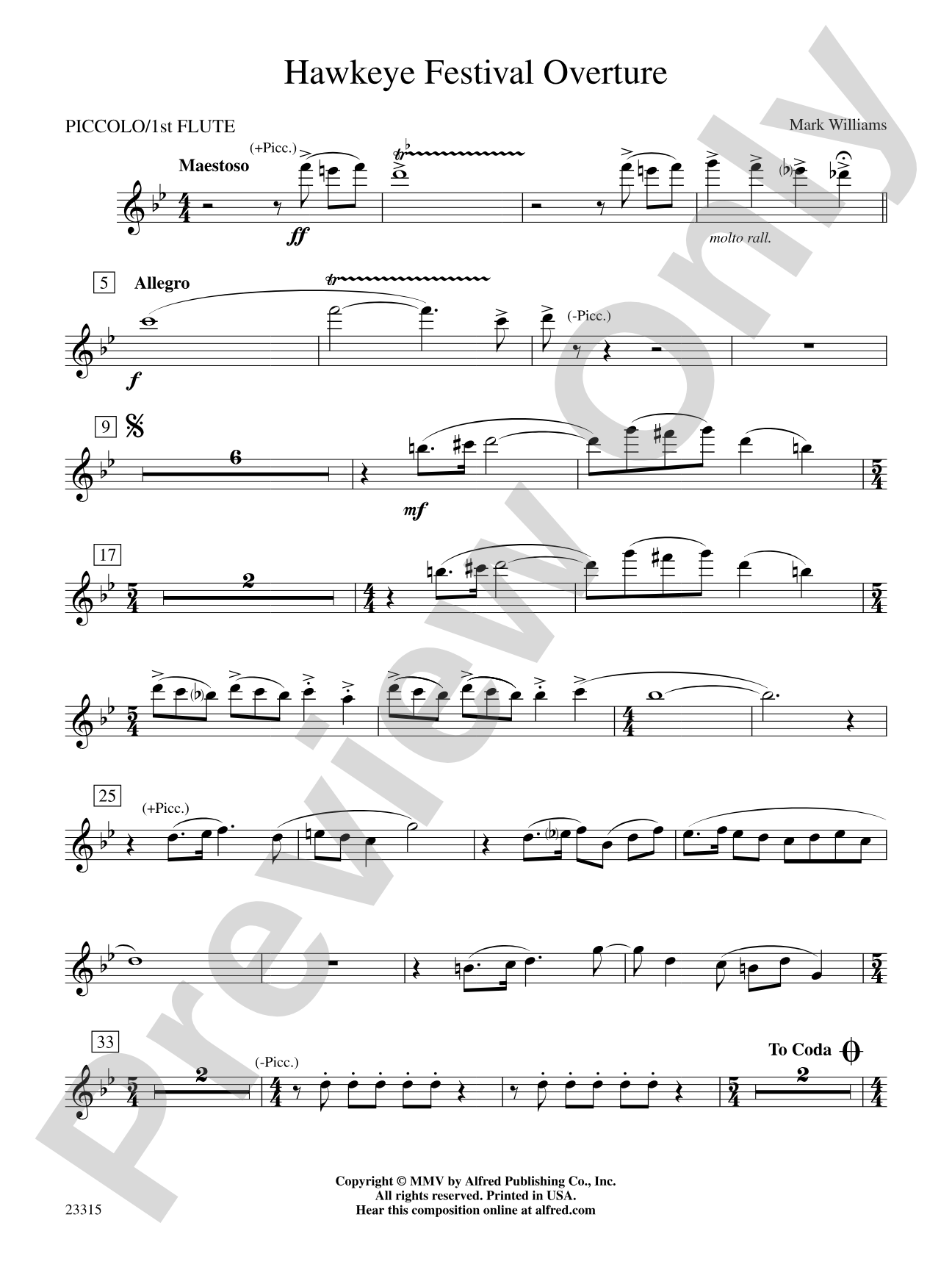 Hawkeye Festival Overture: Flute