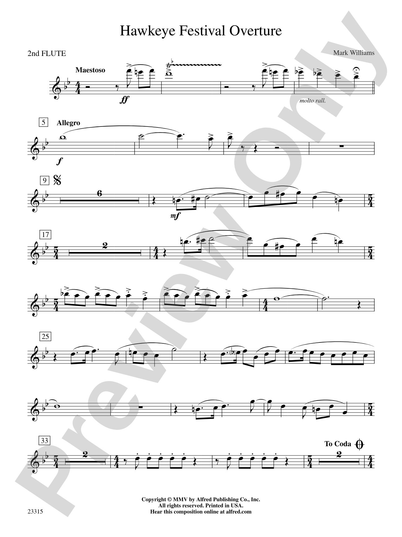 Hawkeye Festival Overture: 2nd Flute