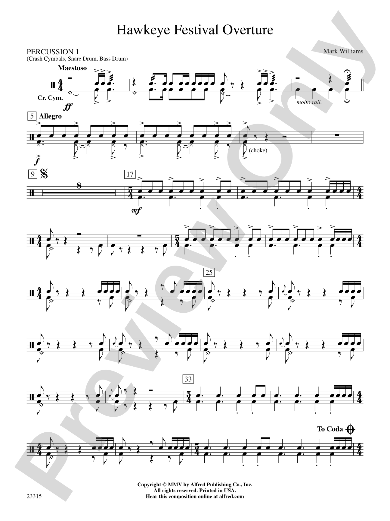 Hawkeye Festival Overture: 1st Percussion