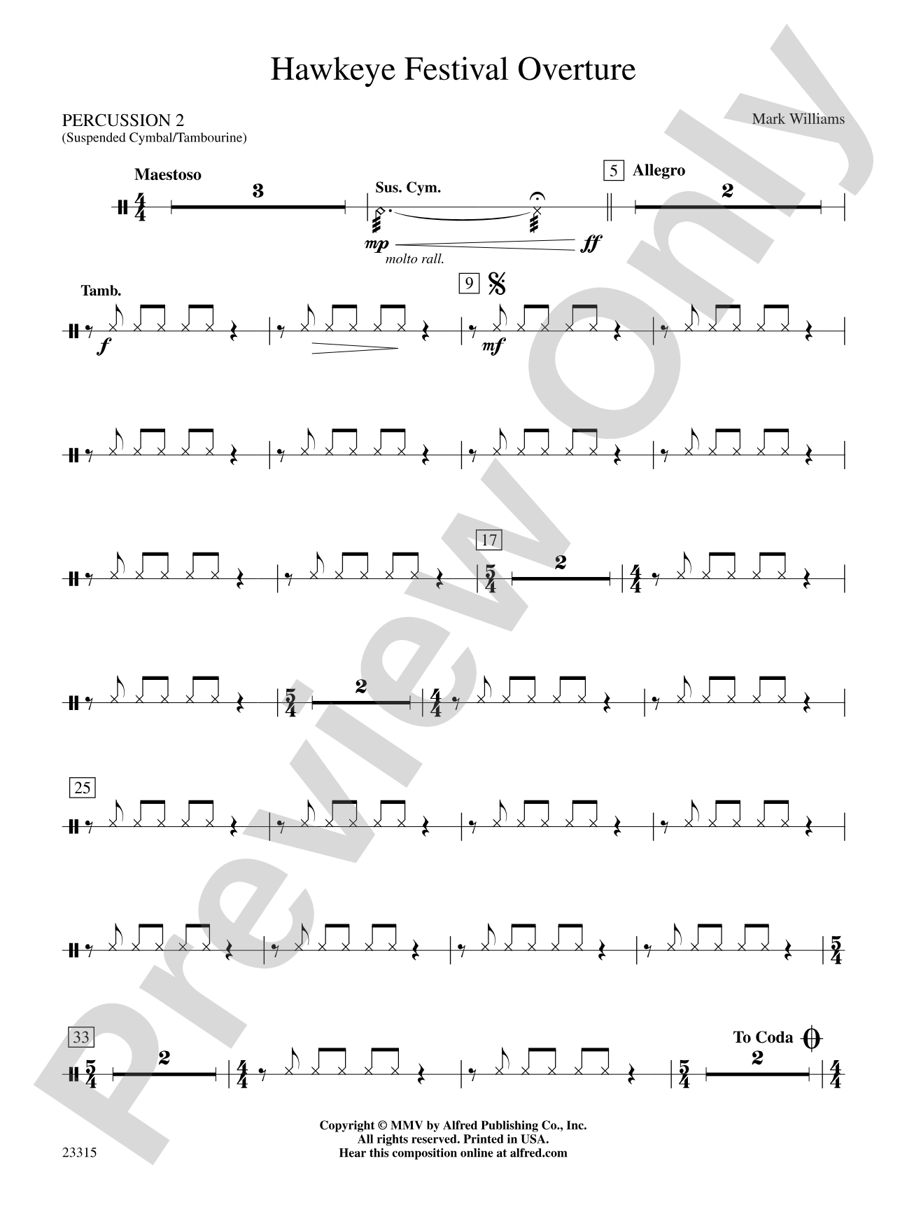 Hawkeye Festival Overture: 2nd Percussion