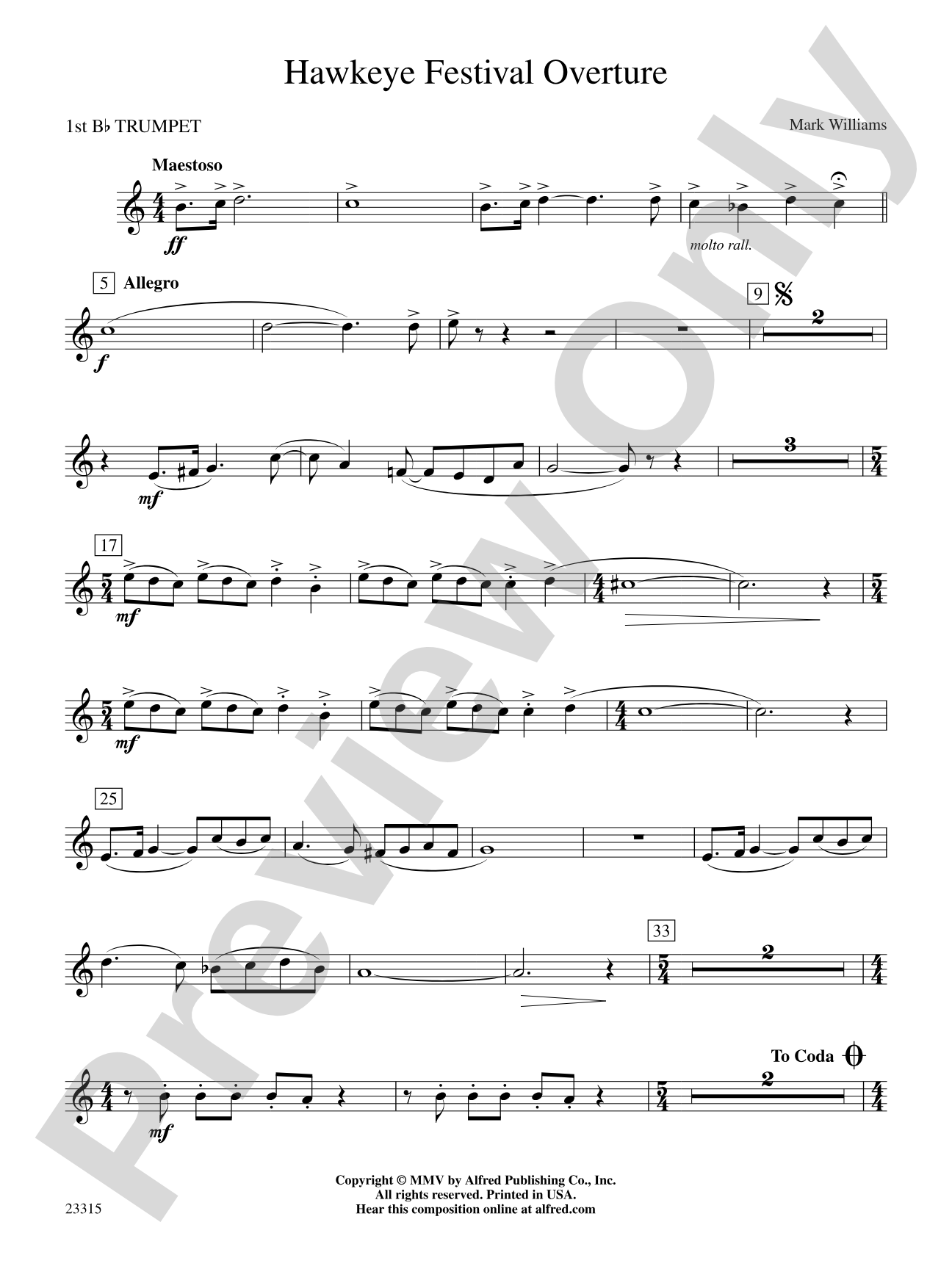 Hawkeye Festival Overture: 1st B-flat Trumpet