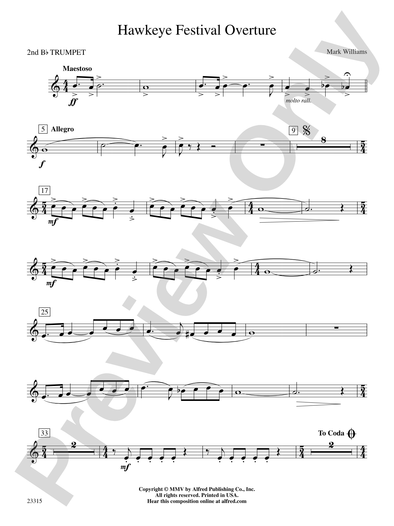 Hawkeye Festival Overture: 2nd B-flat Trumpet