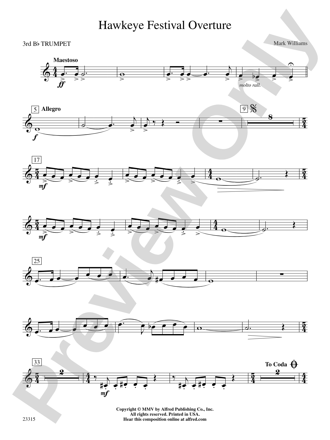 Hawkeye Festival Overture: 3rd B-flat Trumpet