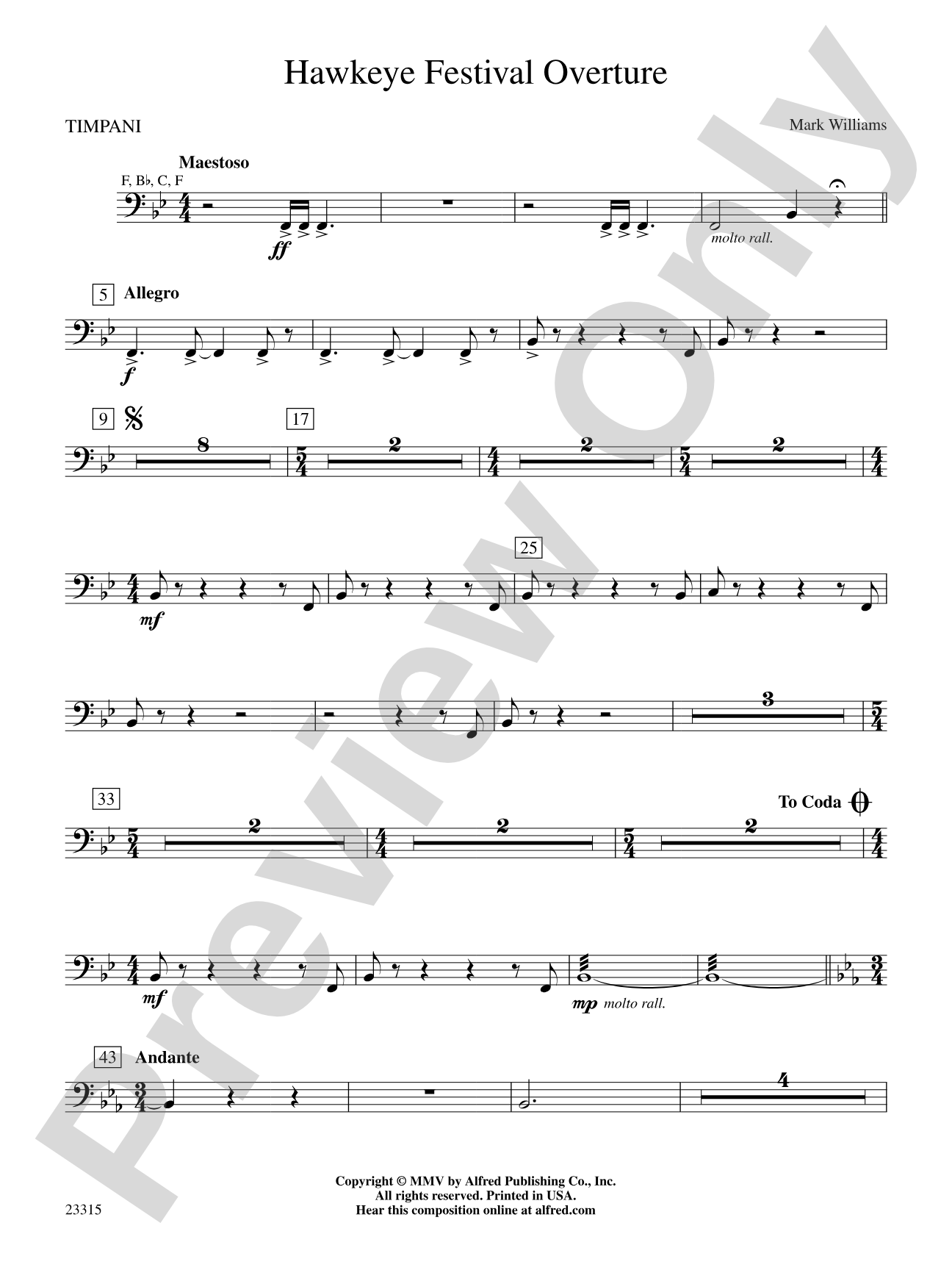 Hawkeye Festival Overture: Timpani