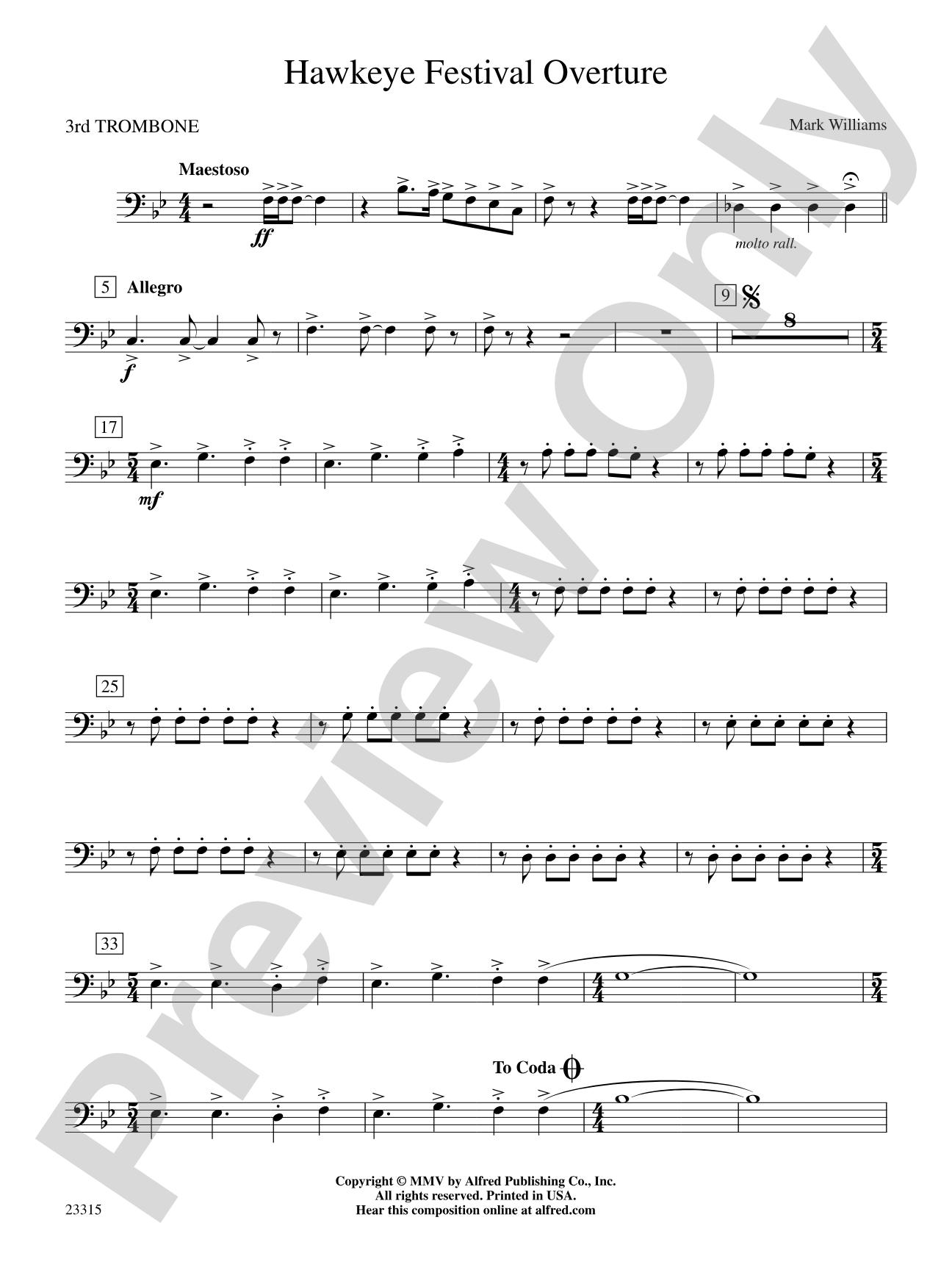 Hawkeye Festival Overture: 3rd Trombone