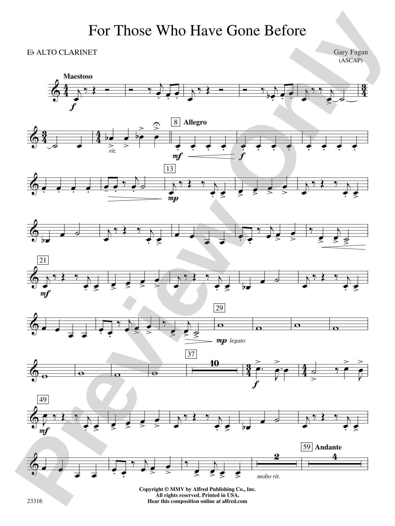 For Those Who Have Gone Before: E-flat Alto Clarinet