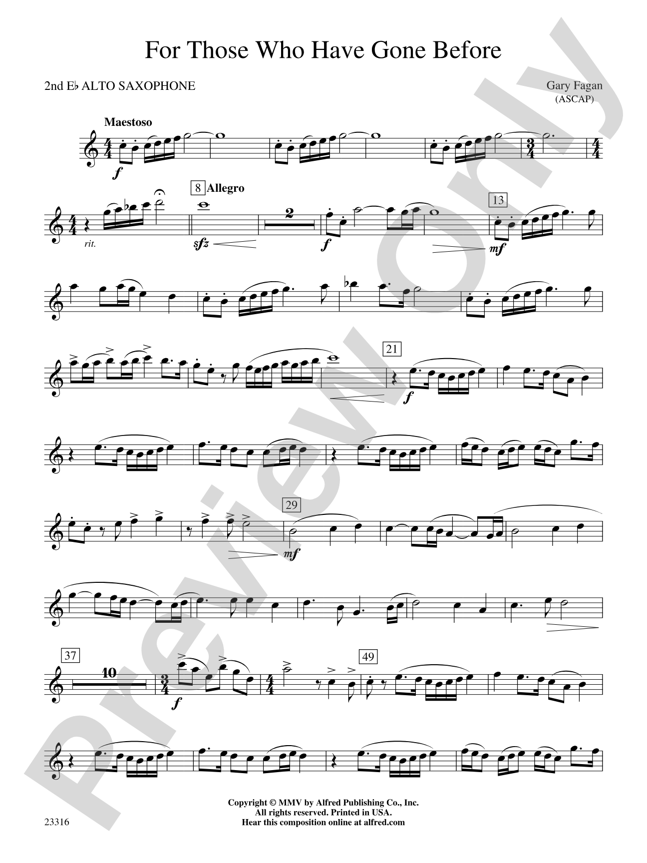 For Those Who Have Gone Before: 2nd E-flat Alto Saxophone