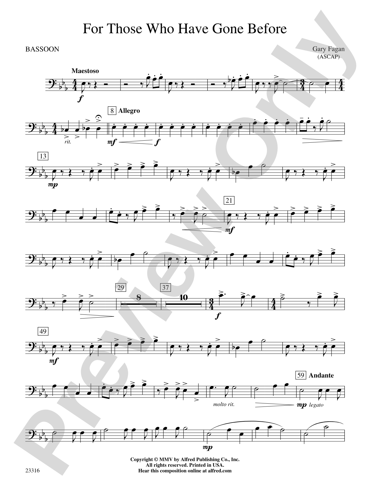 For Those Who Have Gone Before: Bassoon