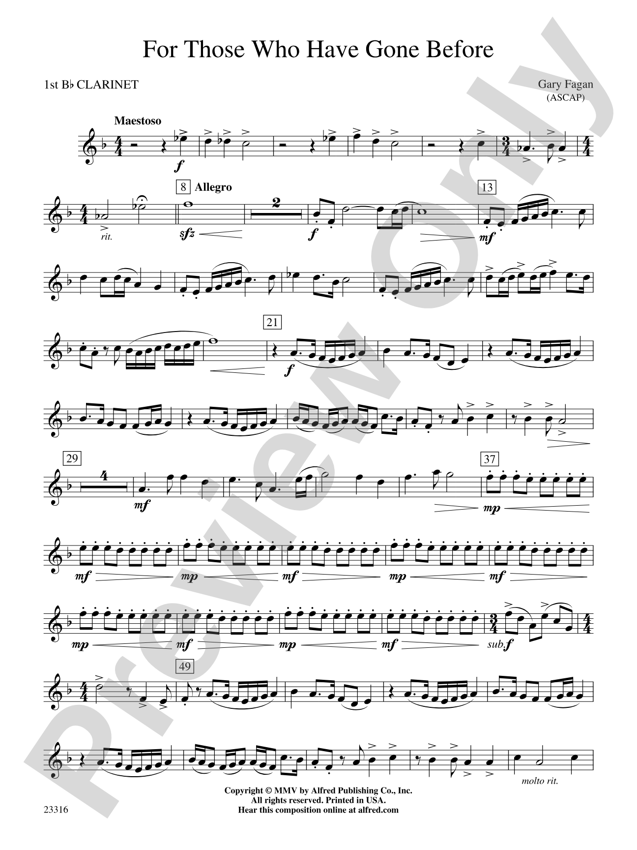 For Those Who Have Gone Before: 1st B-flat Clarinet