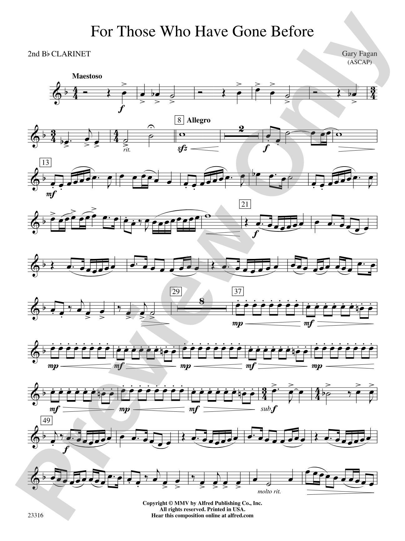 For Those Who Have Gone Before: 2nd B-flat Clarinet