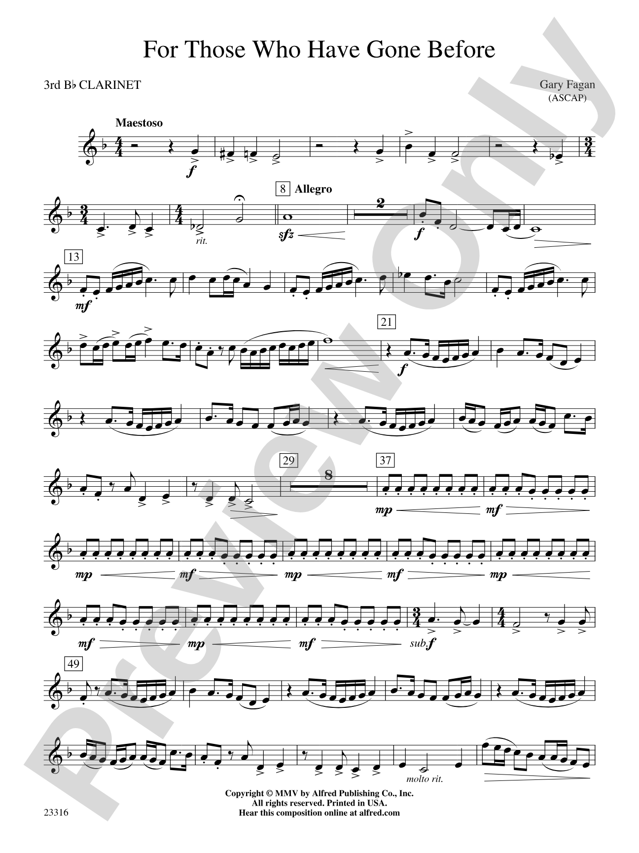 For Those Who Have Gone Before: 3rd B-flat Clarinet