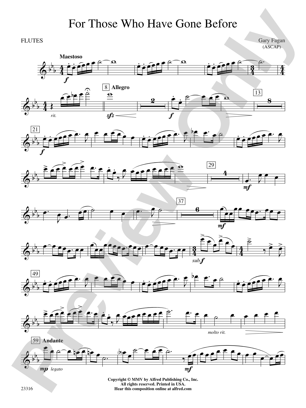 For Those Who Have Gone Before: Flute